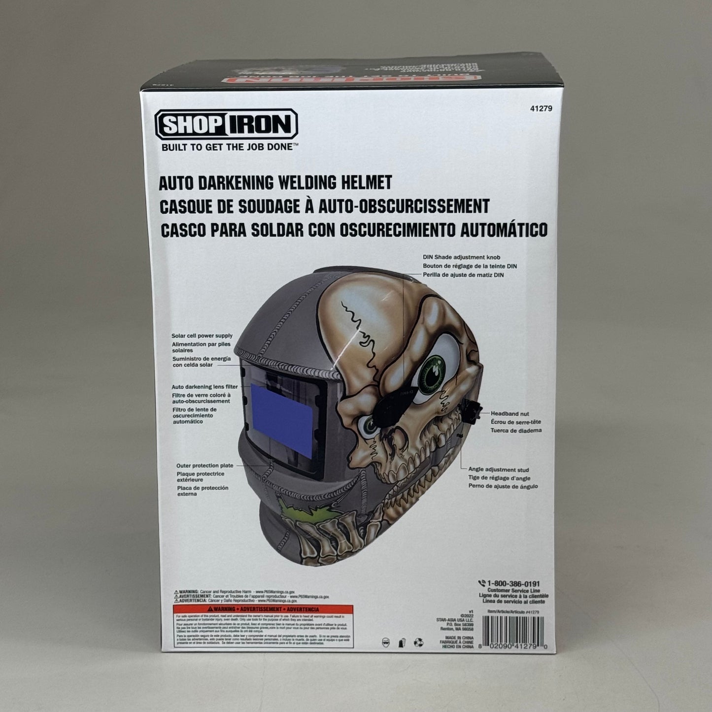 TITAN ShopIron Auto Darkening Welding Helmet 3.86x2.17" View Grey Skeleton 41279