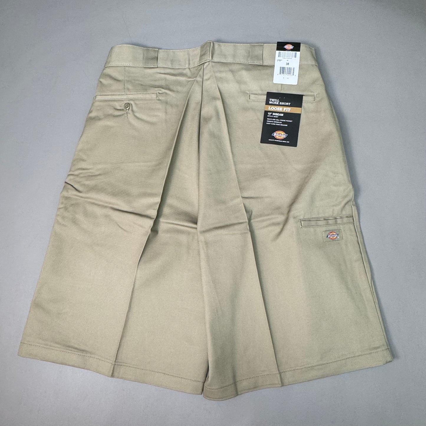 DICKIES Loose Fit Twill Work Shorts 13" Inseam Men's Sz 38 Khaki 42283KH