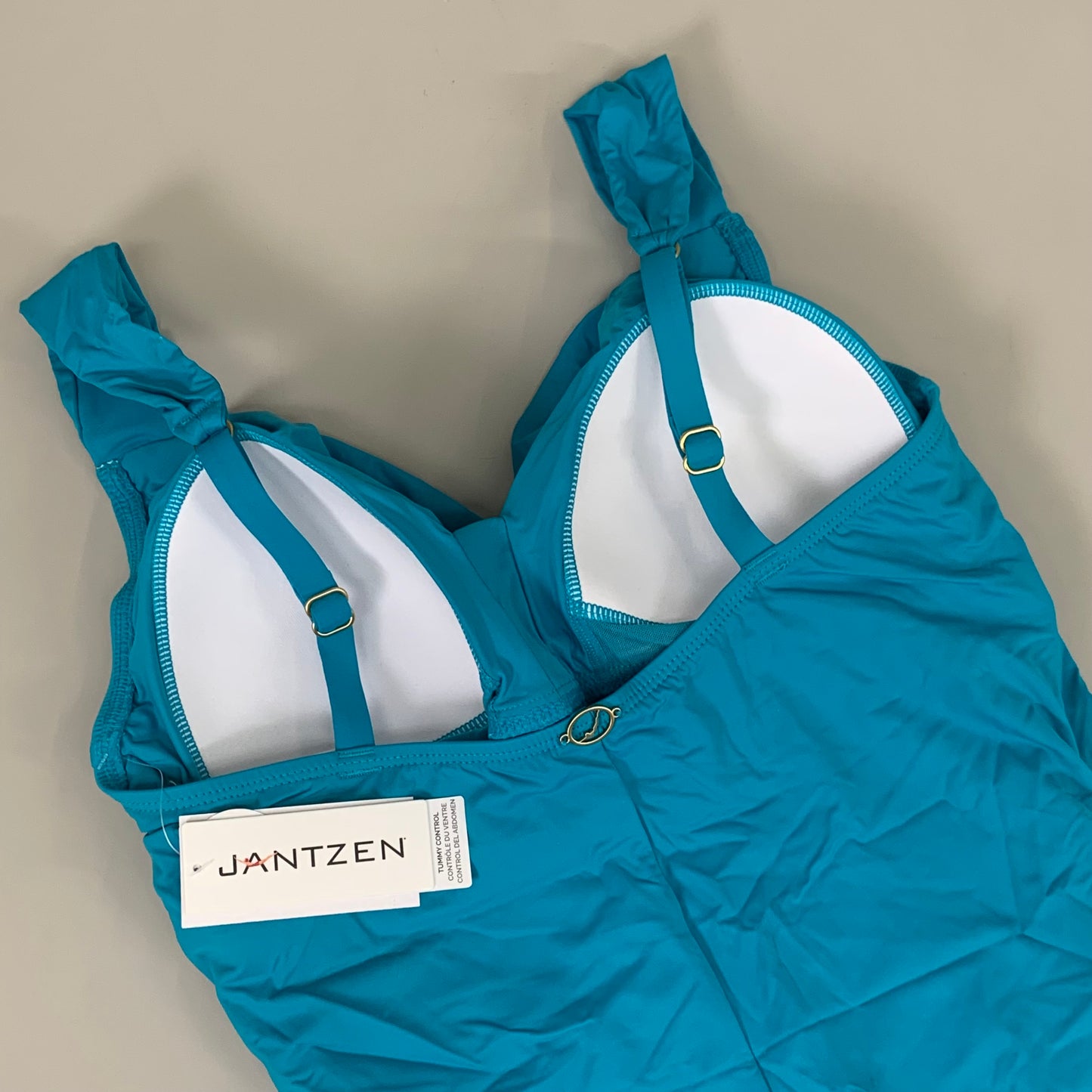 JANTZEN Womens Bathing Suit Solid One Piece Sz-18W Ideal Teal JZ22701M