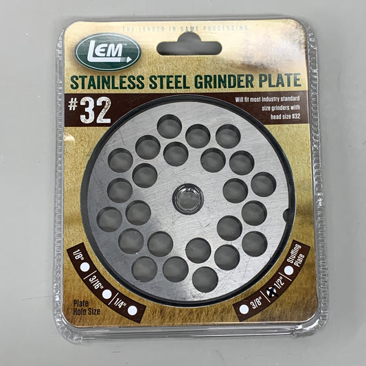 LEM Grinder Plate 12mm #32 (1/2") 2-7/8" Plate Diameter Stainless Steel 482SS