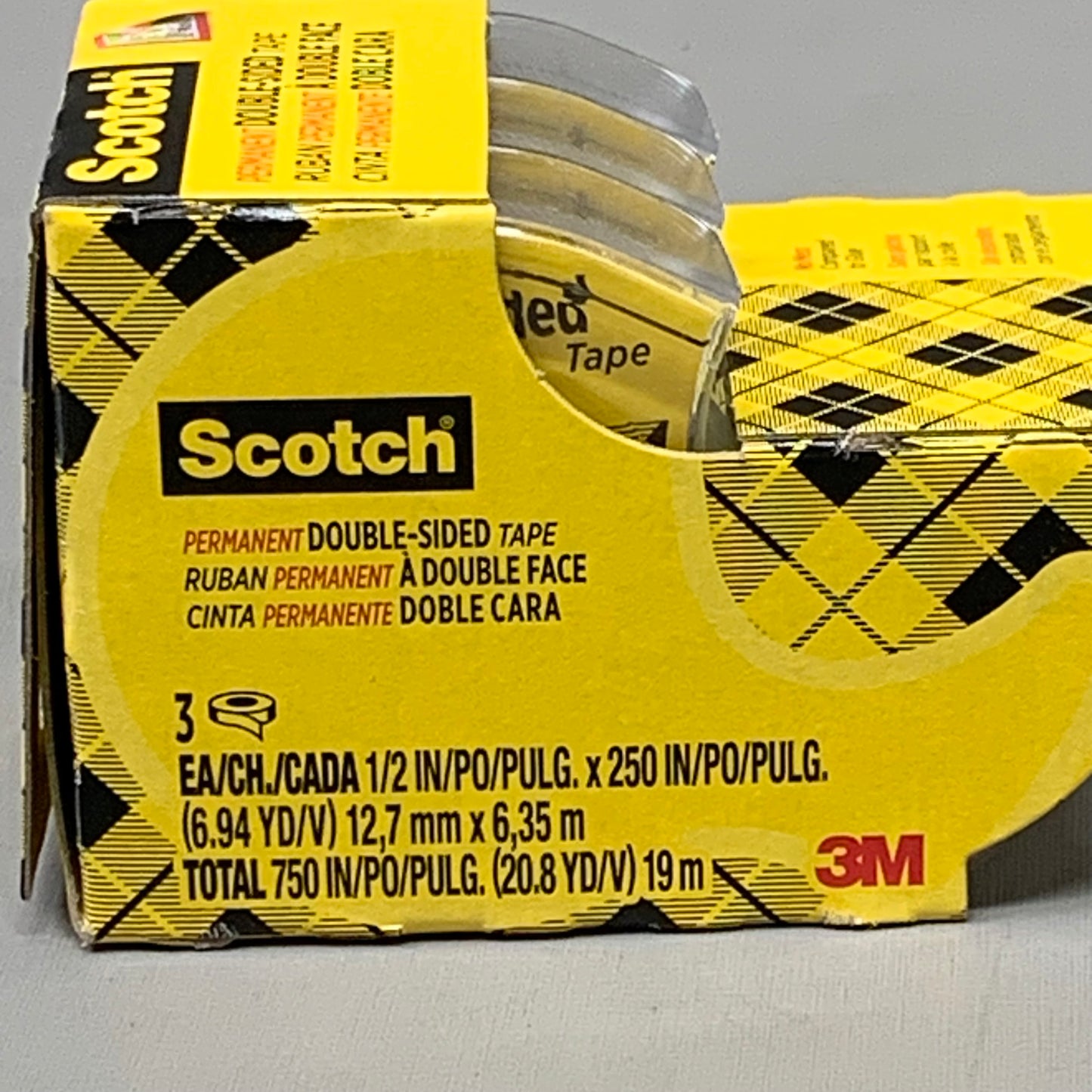 SCOTCH (2 PACK, 6 Total Rolls) Permanent Double Sided Clear Tape .5"X250" 3136-ESF