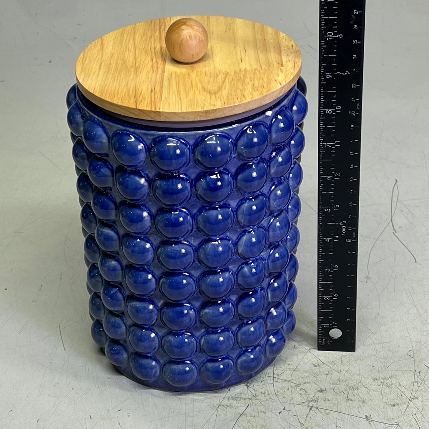 CREATIVE CO OP Large Stoneware Canister W/ Lid 10.5"H x 6.75"W Navy DG0650