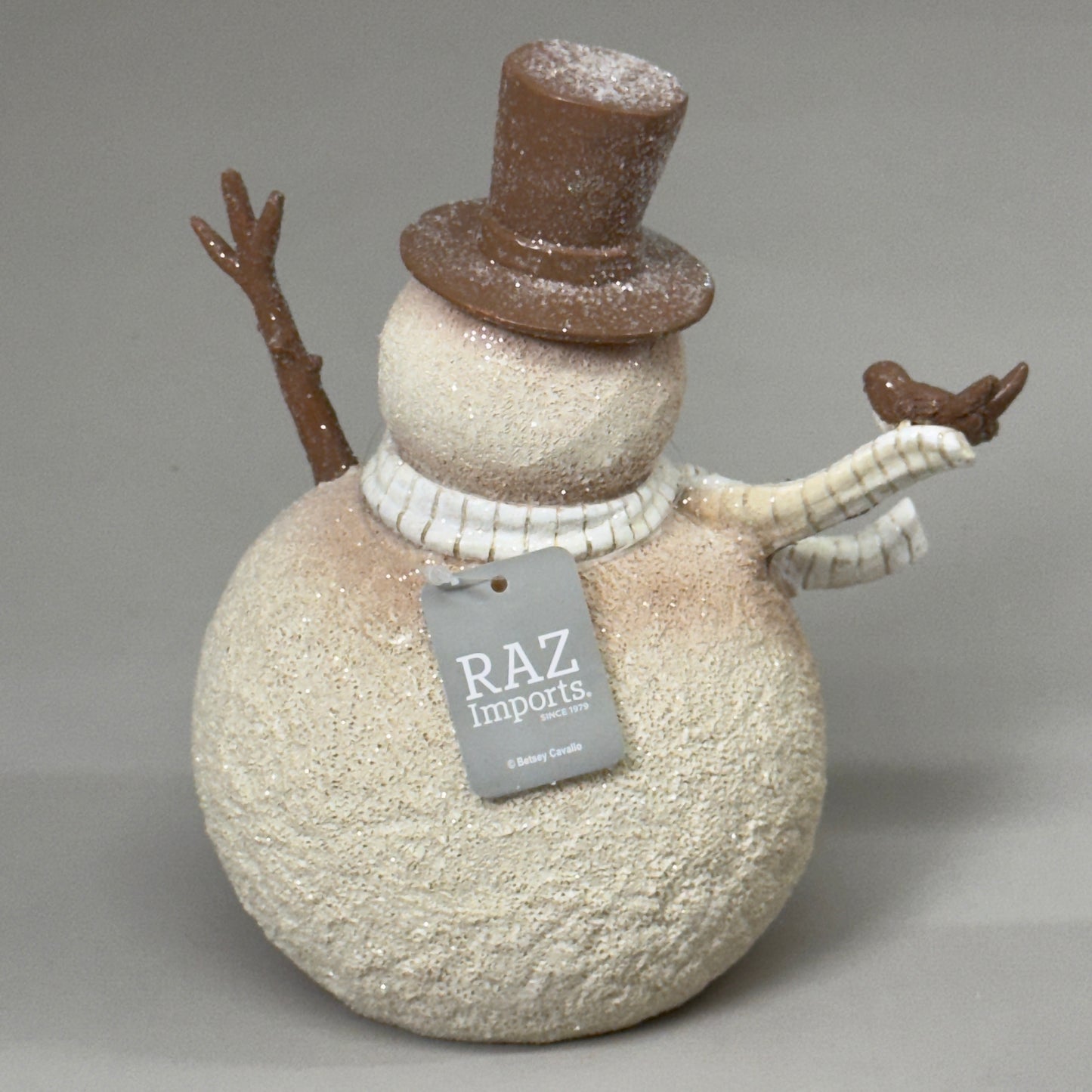 RAZ IMPORT (2 PACK) Resin Whimsical Snowman w/ Bird Betsey Cavallo 8" 4407029