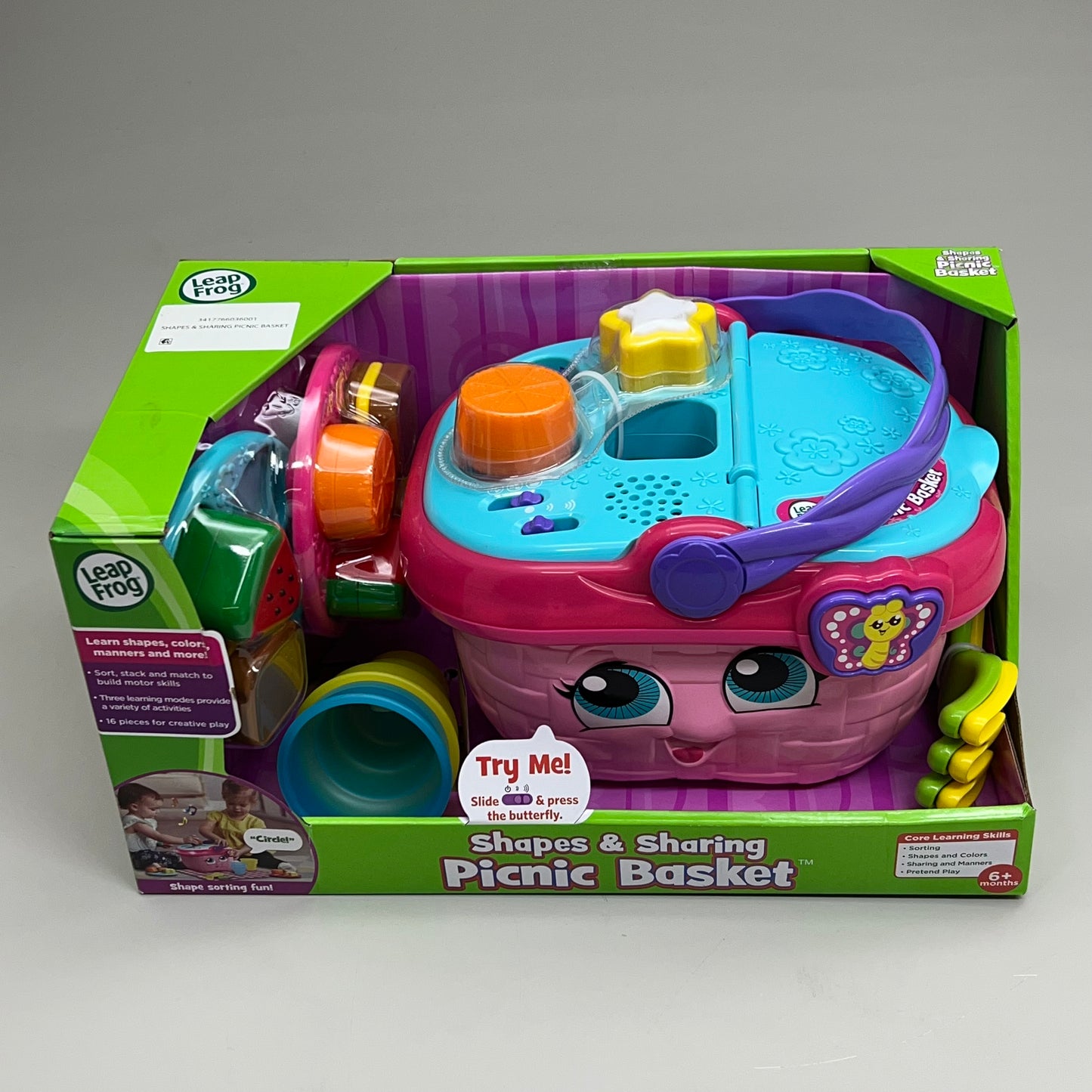 VTECH Leap Frog Picnic Basket Teaching Shapes & Sharing Pink Girls 6+ Month 6036