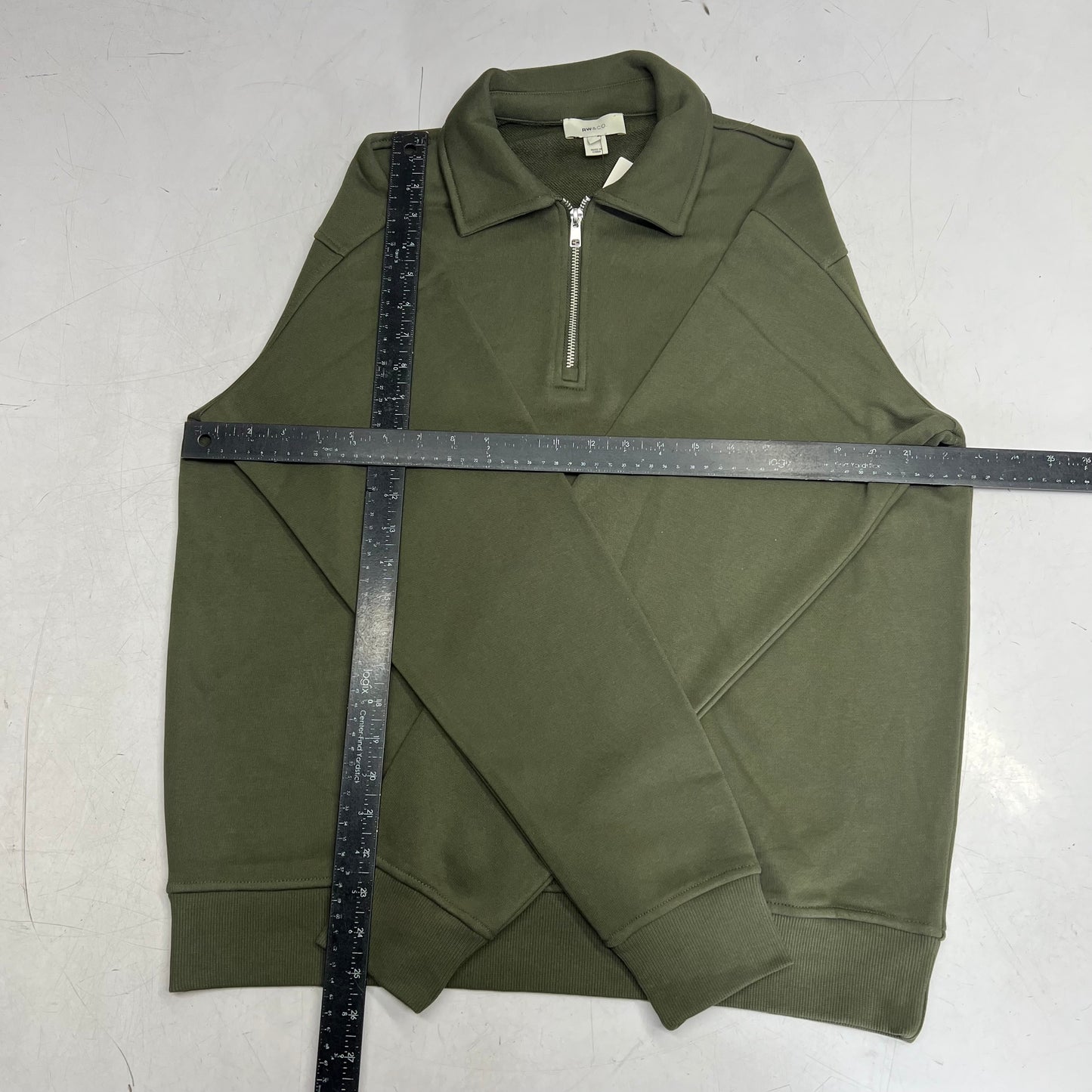 RW & CO Long-sleeve Quarter-zip Polo Sweater Men's Sz S Forest Green 492388