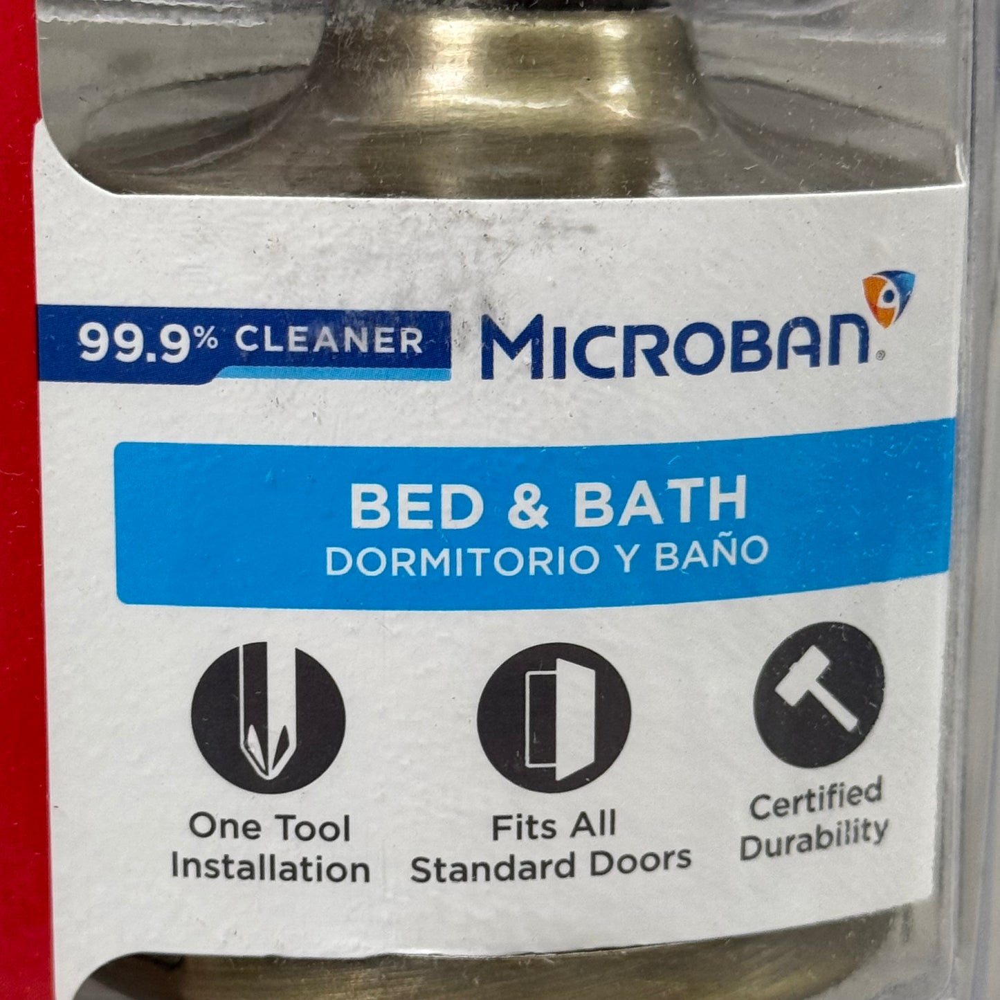 KWIKSET (2 PACK) Bed & Bath Microban Privacy Lock Antique Brass Finish 93001-869