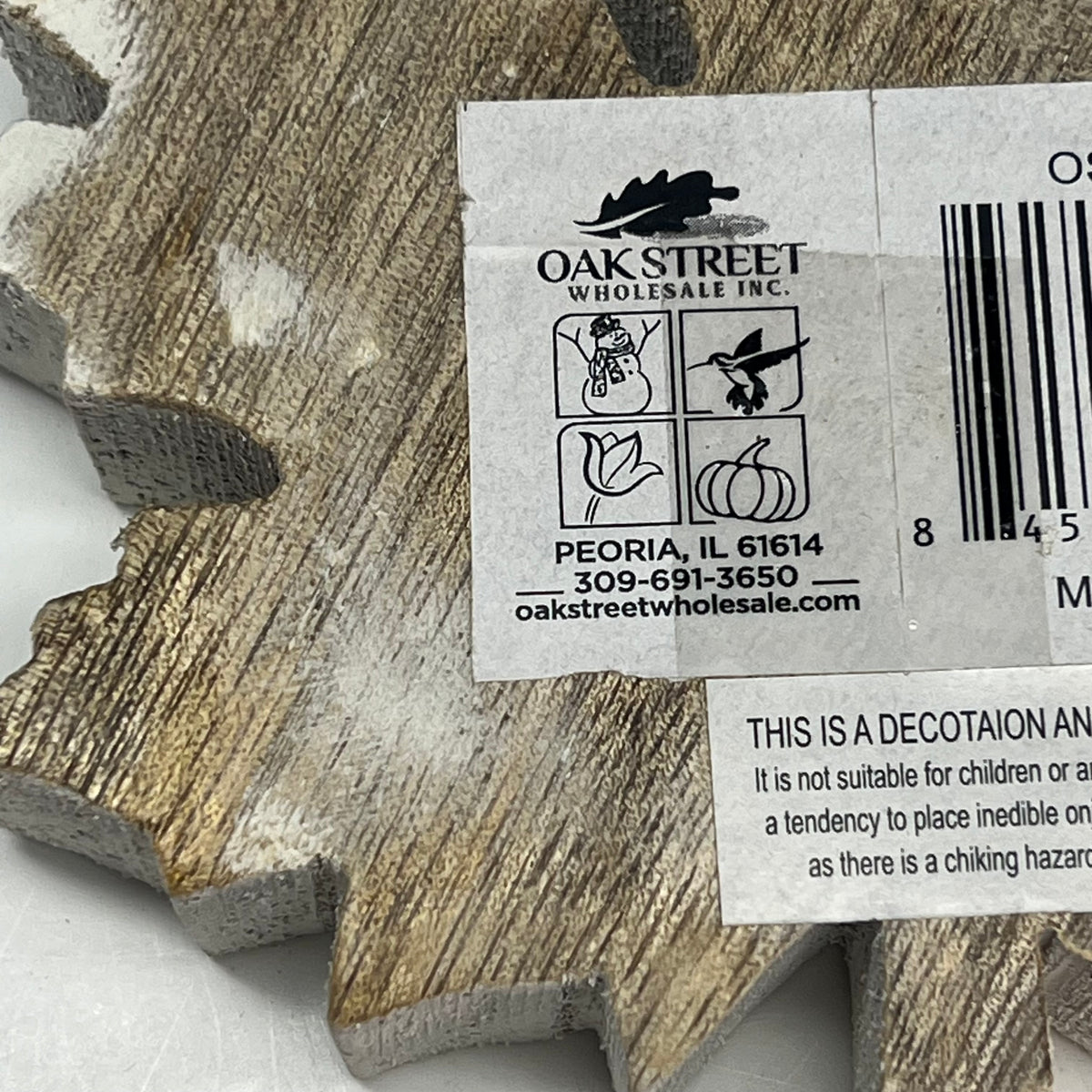 OAKSTREET (6 PACK) Wooden Leaf Home Decor Home Stuff White Wash OSW268395