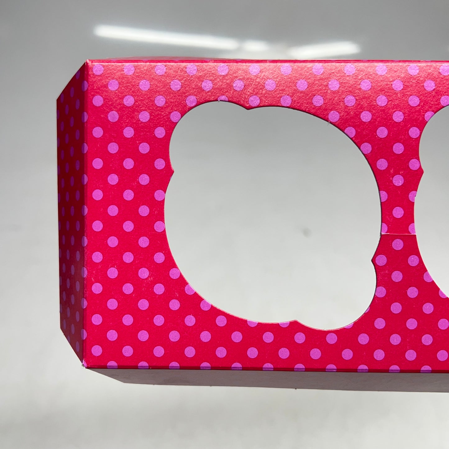 Cardboard Cupcake Bakery Box Insert  8"x4"- 3-3/4" Holes Pink/Polka Dot SC2INB-P