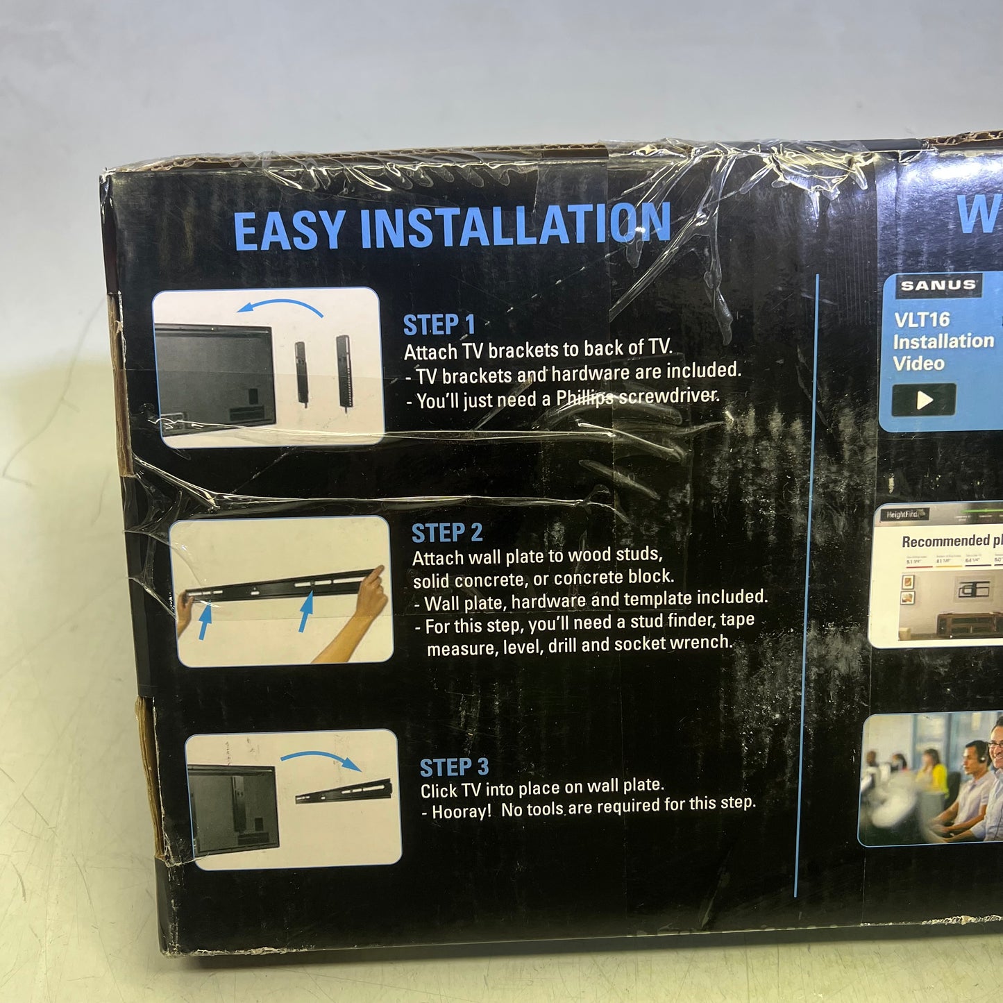 SANUS Ultra Slim Tilting Flat TV Mount 40"-85" 125 Load Capacity Black VLT16-B1