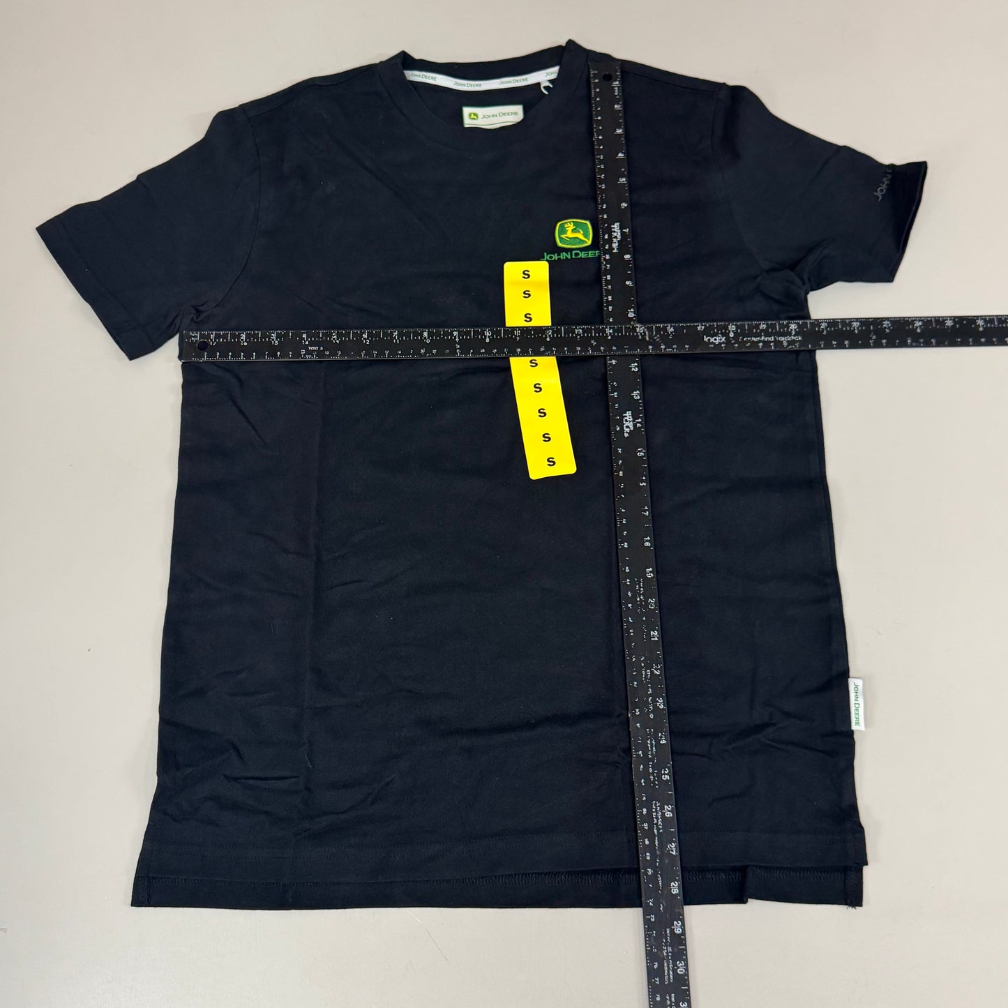 JOHN DEERE Embroidered Logo Short Sleeve Tee Shirt Men's Sz S Black 1896842