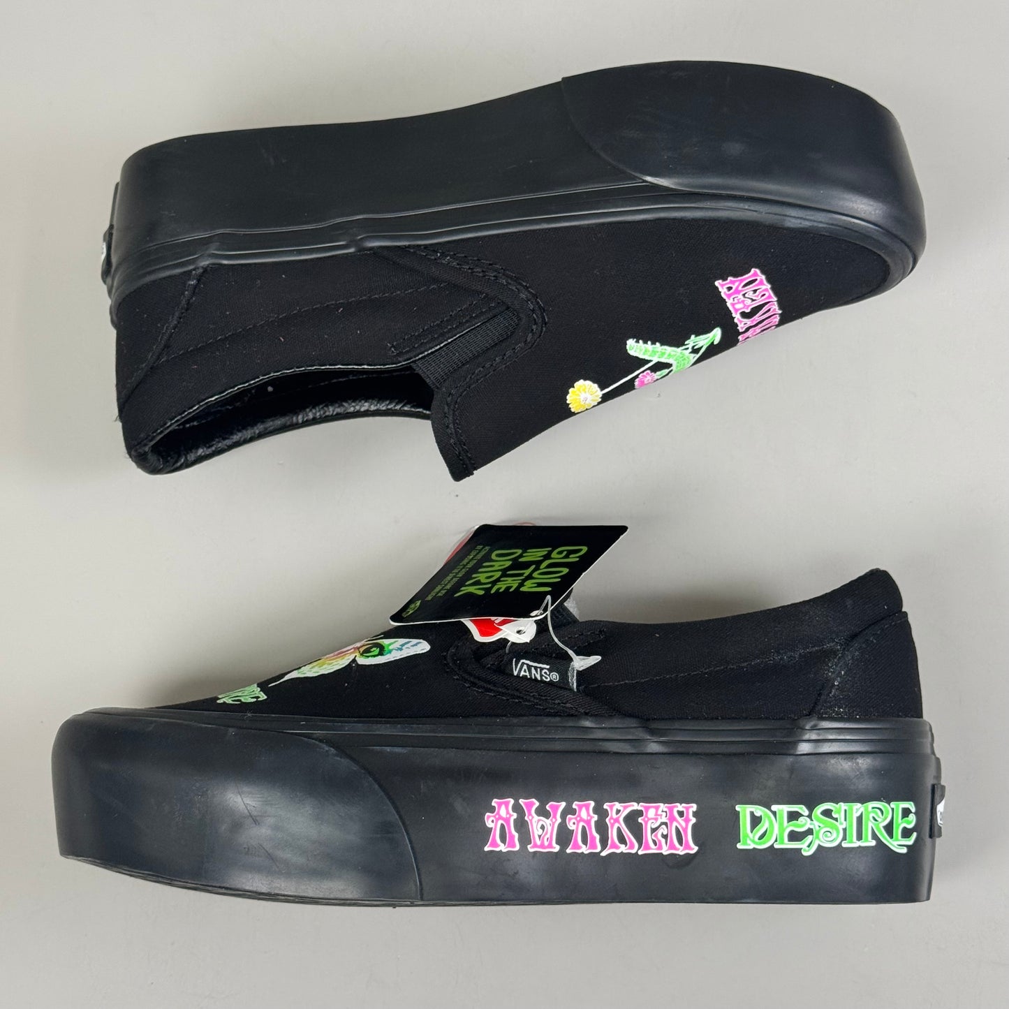 VANS Platform Awaken Desire Print Glow in The Dark Shoe Mens 3.5 Women's 5 Black