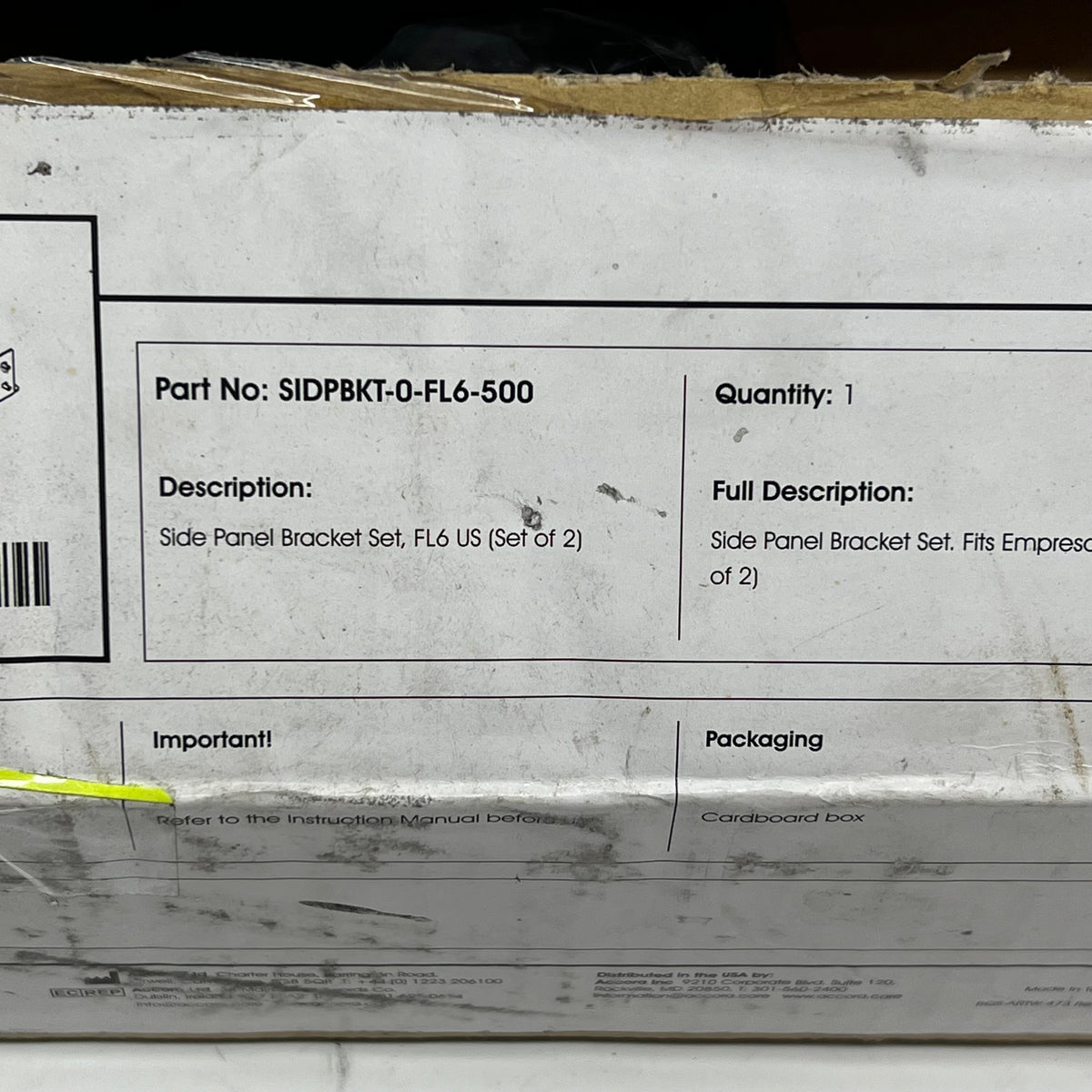 ACCORA Side Panel Bracket Set For Empressa Floor Beds SIDPBKT-0-FL6-500