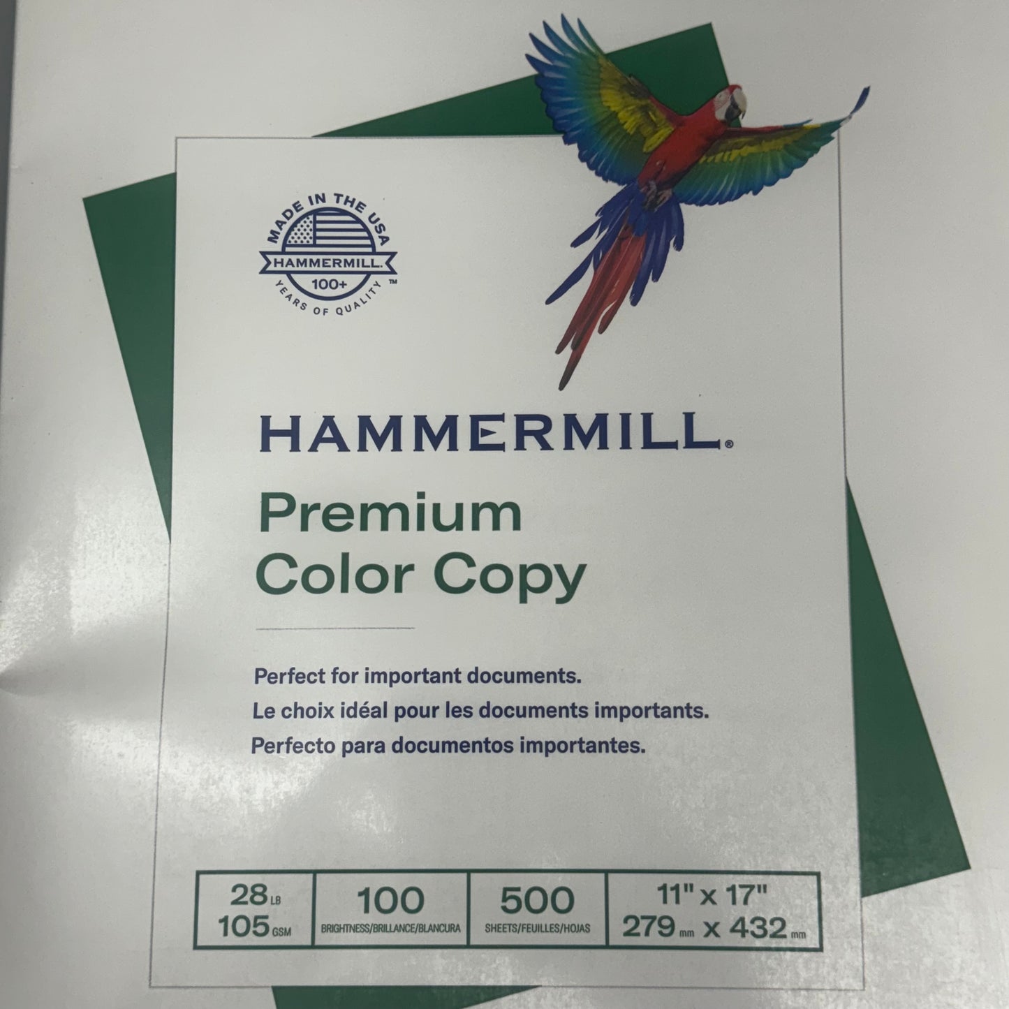 HAMMERMILL (500 SHEETS) Premium Color Copy Paper  Size: 11”x17” Model: 102500R