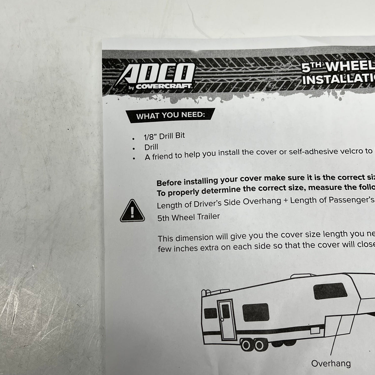 ADCO Laminated Vinyl 5th Wheel Skirt W/ Nylon Zippers 64"x266" White 3052