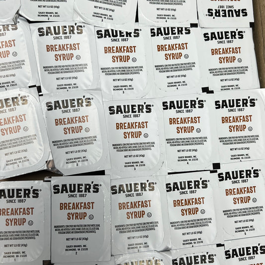 ZA@ SAUER (100 PACK) Regular Table Syrup Individually Packaged 1.5oz BB 11/26