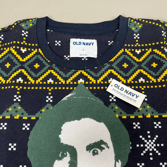 OLD NAVY Men's Christmas Holiday Elf Sweater Sz L Navy/Green 572579-00-1