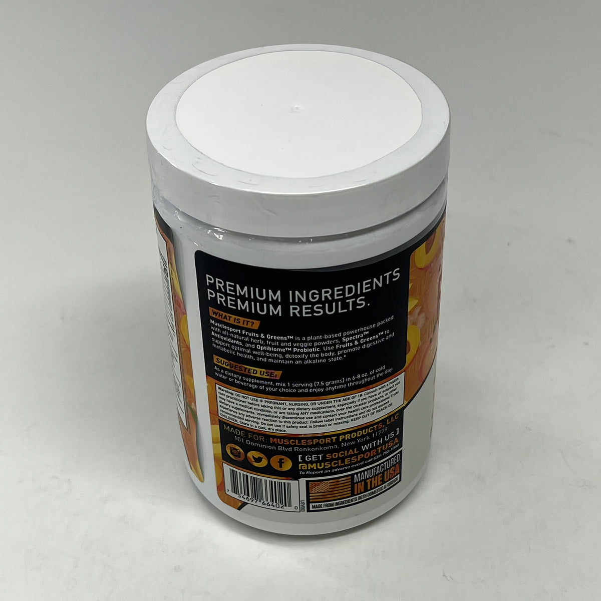 MUSCLESPORT Fruits & Greens W/ Pre & Probiotics Revolution Peach Mango BB 01/29