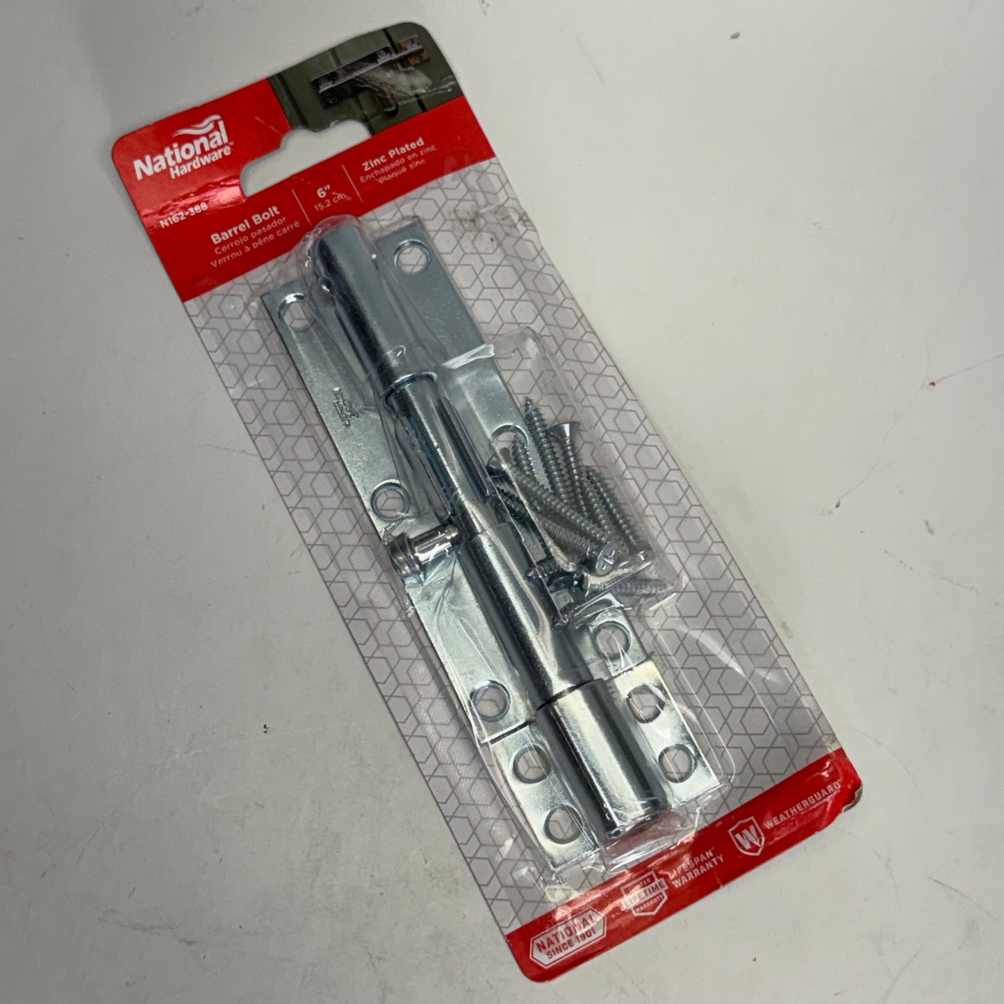 NATIONAL HARDWARE Barrel Bolt Sz 6", Grey N162-388
