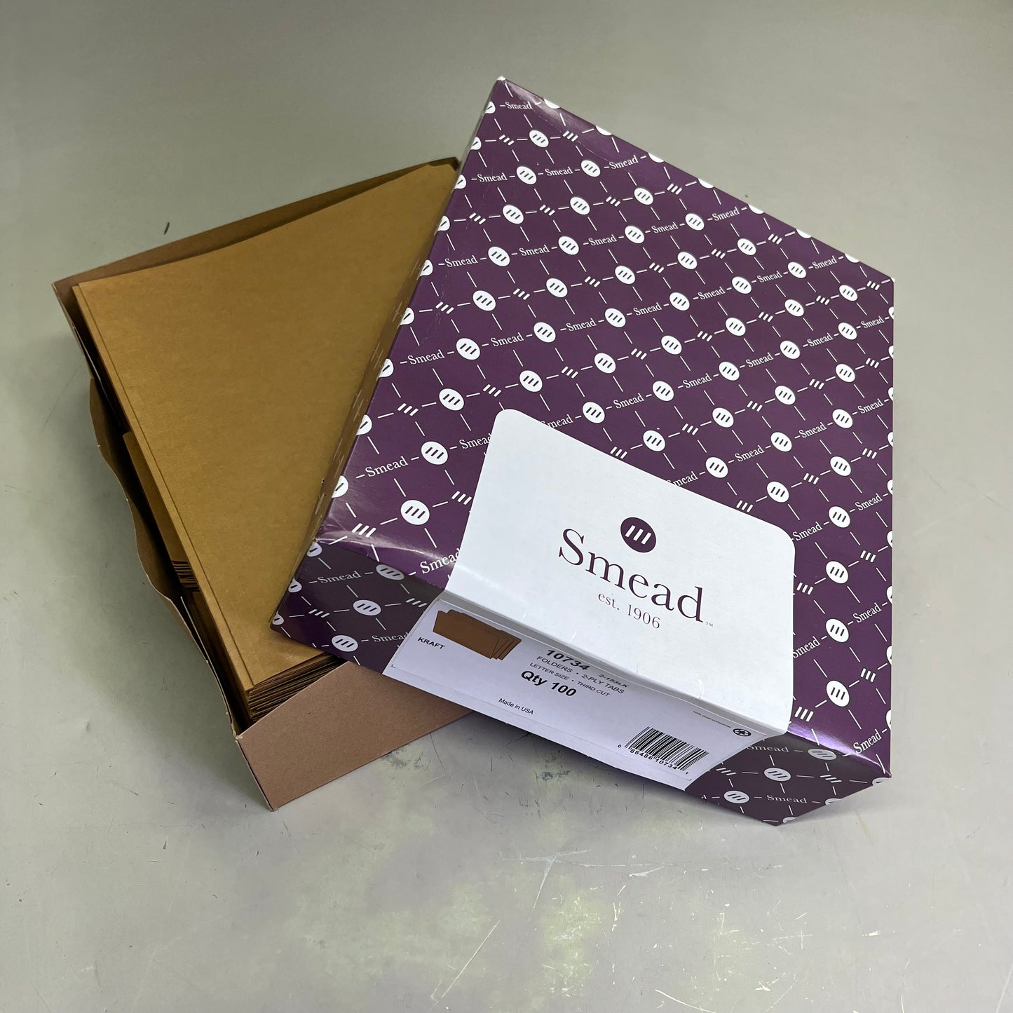 SMEAD (100 PACK) Reinforced Tab File Folders  Letter Sz 1/3 Cut Kraft 10734