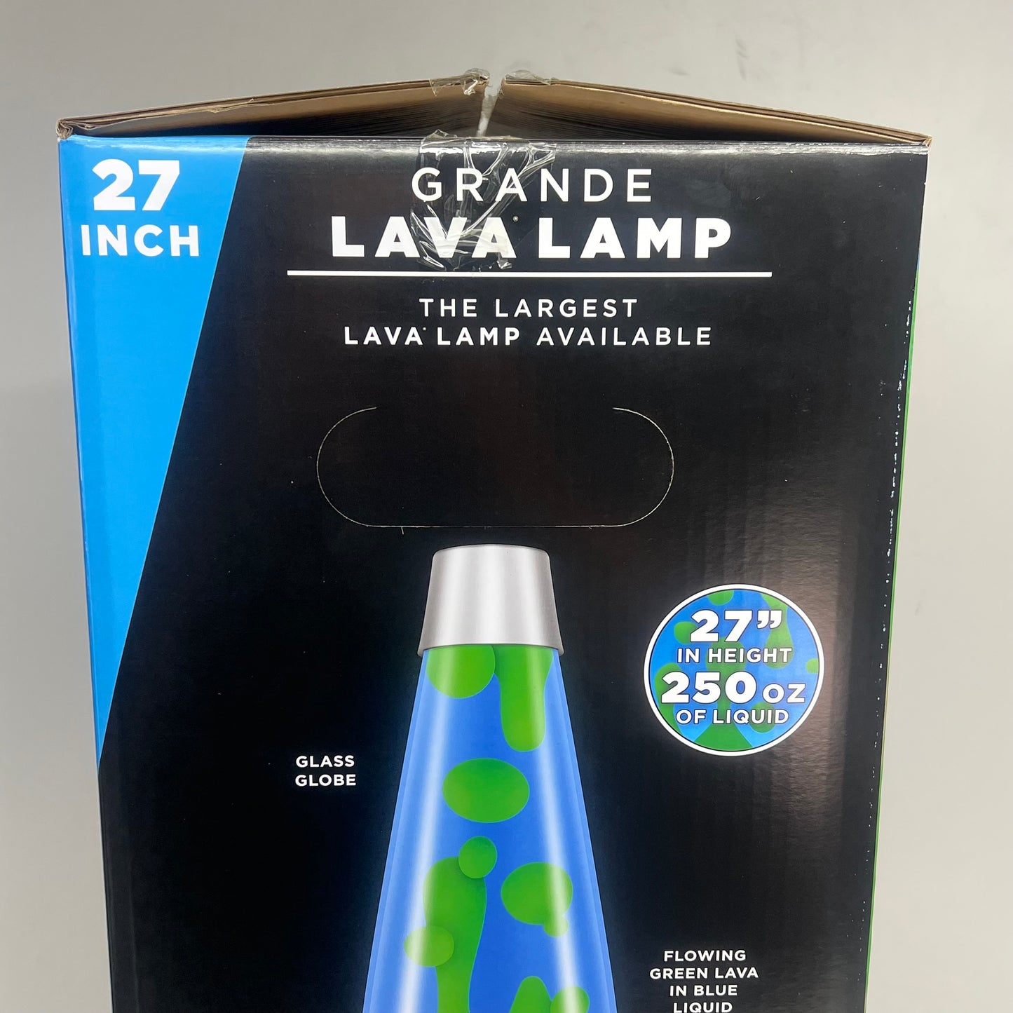 SCHYLING Grande Lava Lamp Soft Warm Light  27" Tall Yellow/Blue W/ Silver Base