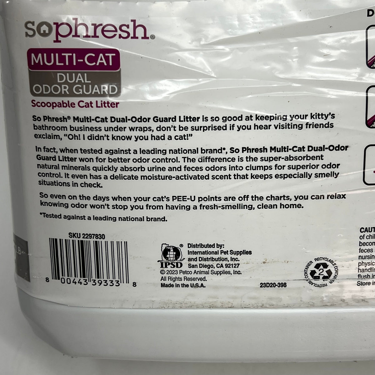 ZA@ SOPHRESH  (3 PACK, 16 LB EACH) Multi-cat Dual Odor Guard Scoopable Cat Litter Fresh Linen Scent 2297830