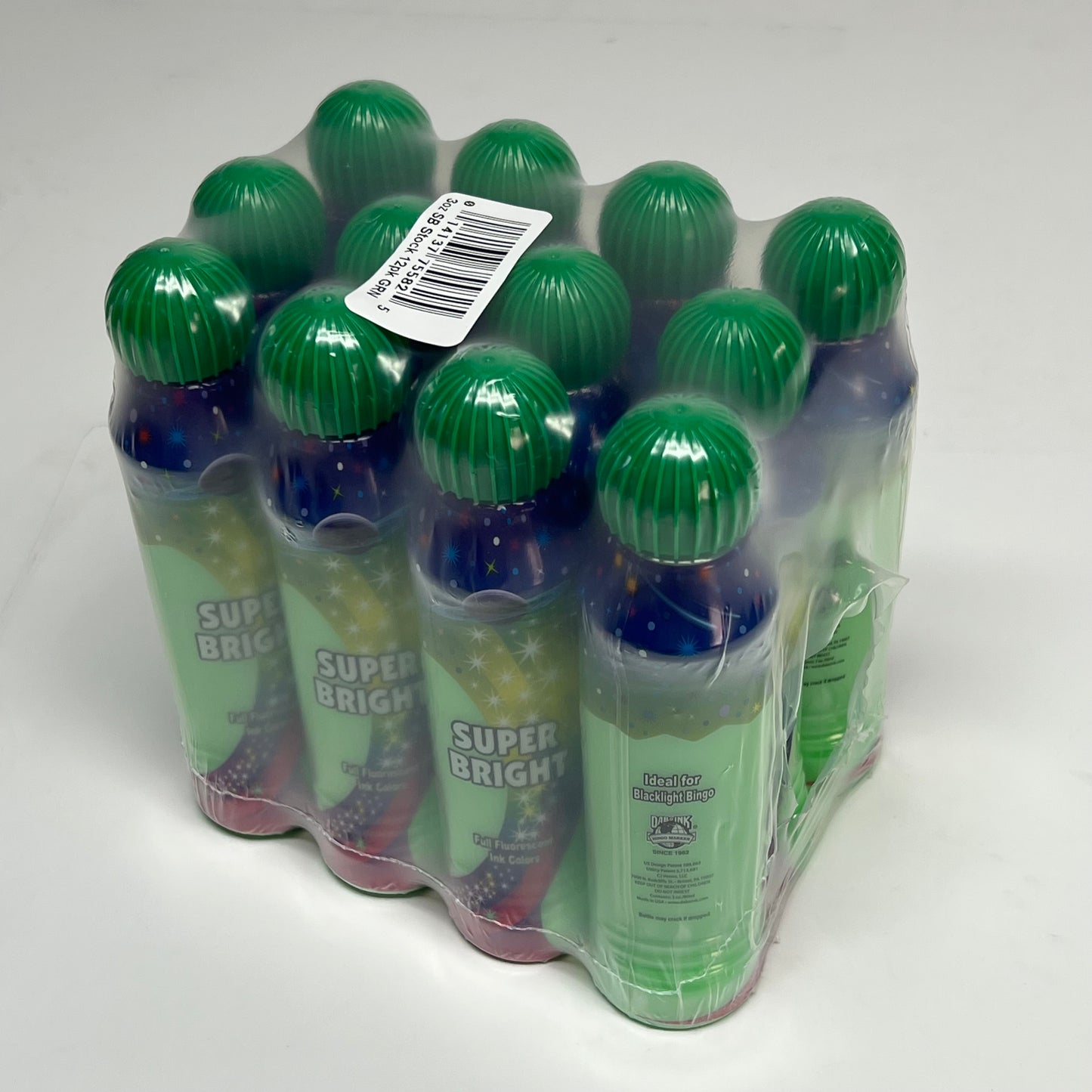 DAB O INK (12 PACK) Super Bright Full Fluorescent Bingo Ink Marker 3oz Green