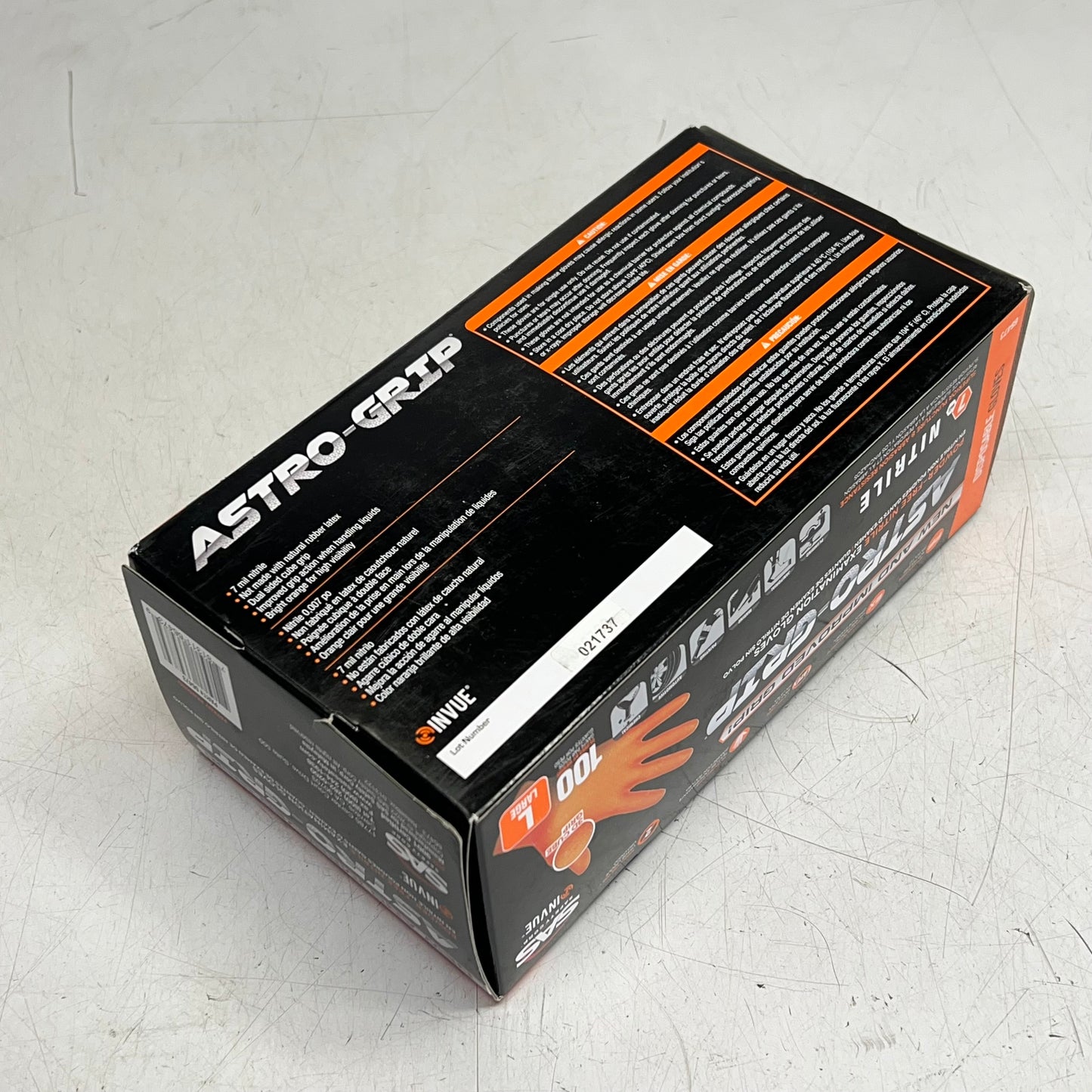 ASTRO GRIP (100 Gloves) Powder Free Nitrile Examination Gloves L Orange 66473