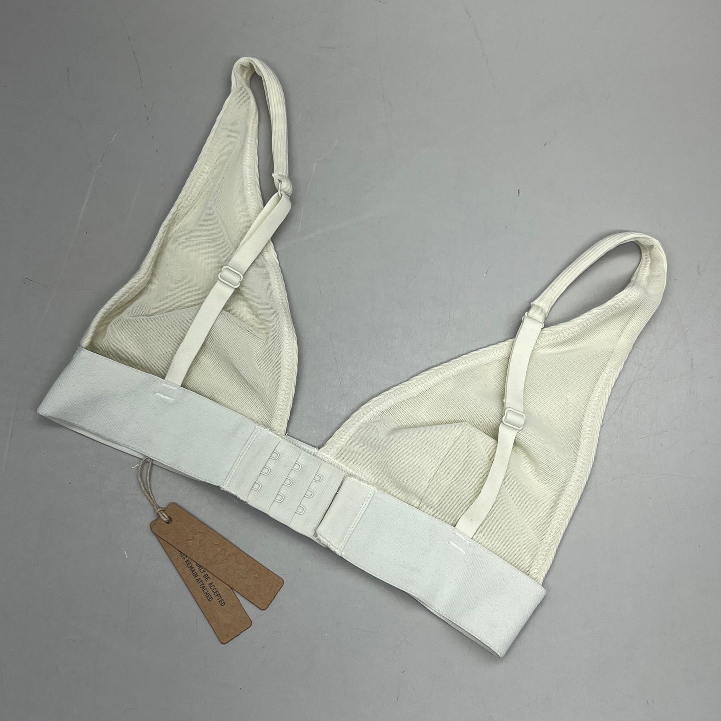 SKIMS Breathable Cotton Rib Triangle Plunge Bralette Womens Sz XS Bone BRPLG0037