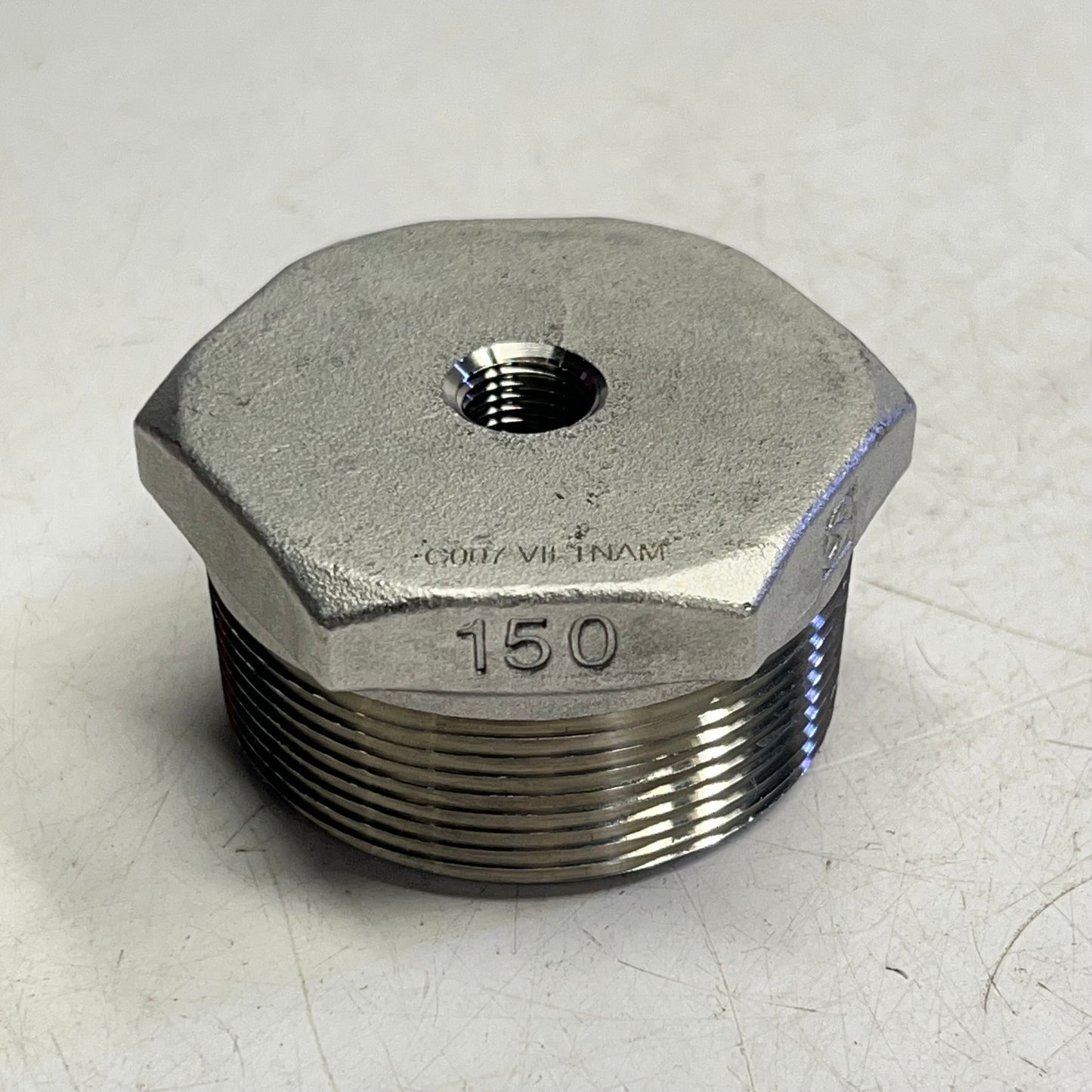 SERVICE METAL SS Hexagon Bushing NPT Connection 2"x1/4" Silver SSS6HB02.0X.250