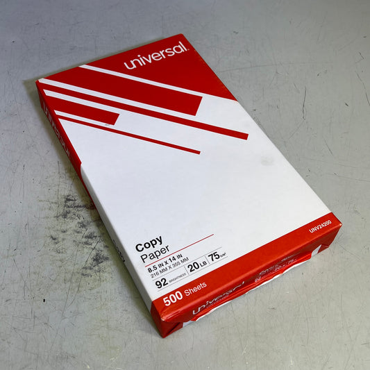 ZA@ UNIVSERSAL (2 PACK, 500 SHEETS) Copy Paper 92 Brightness 8.5" X 14" White UNV24200
