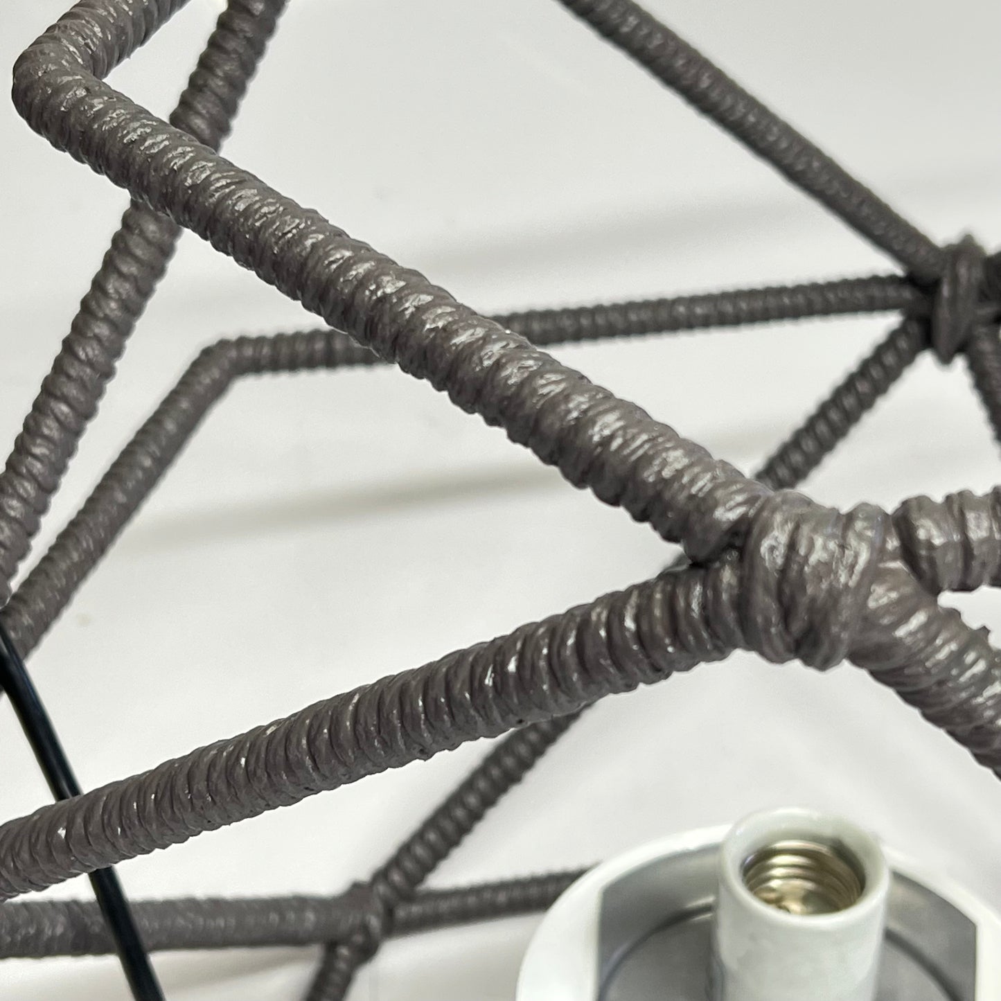 Corded String Pendant Hanging Light Fixture & Hardware 17"x15"x15" Grey