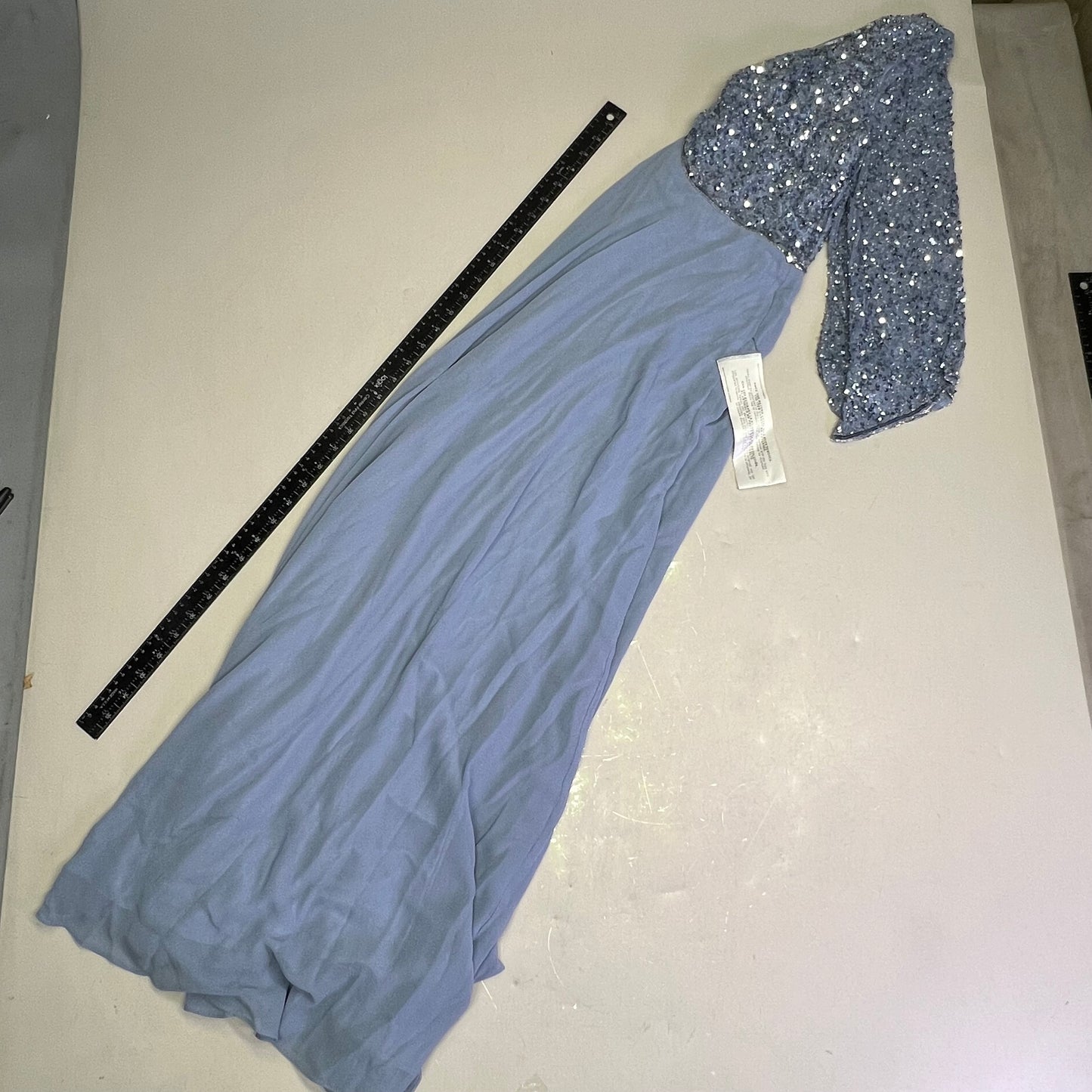 JKARA V-Neck Beaded Long Sleeve Dress Women's Sz 16 Dusty Blue 5206DB