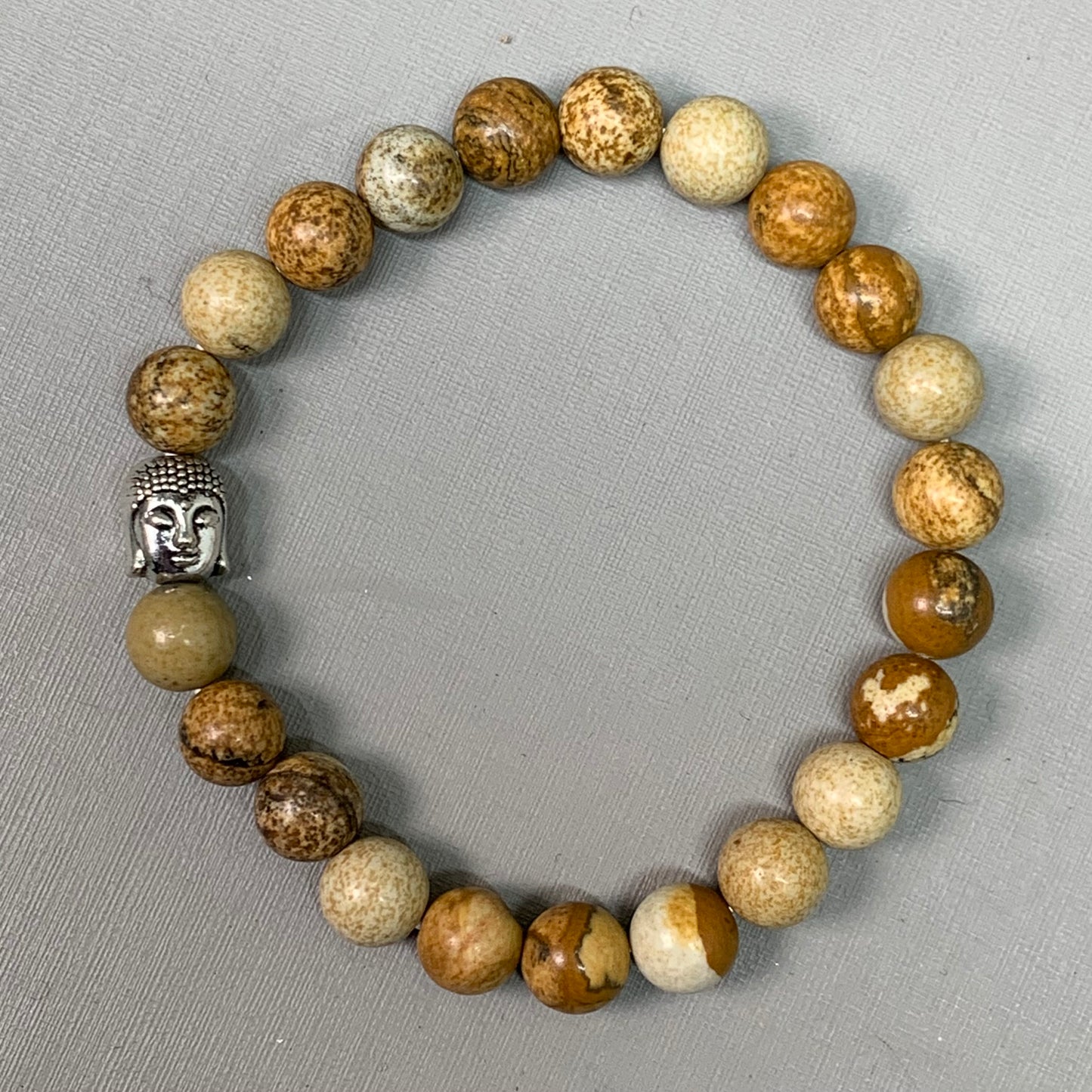 BEST WHOLESALE (12 PACK) Beaded Light Brown Crystal Bracelets 3" Buddha Head New