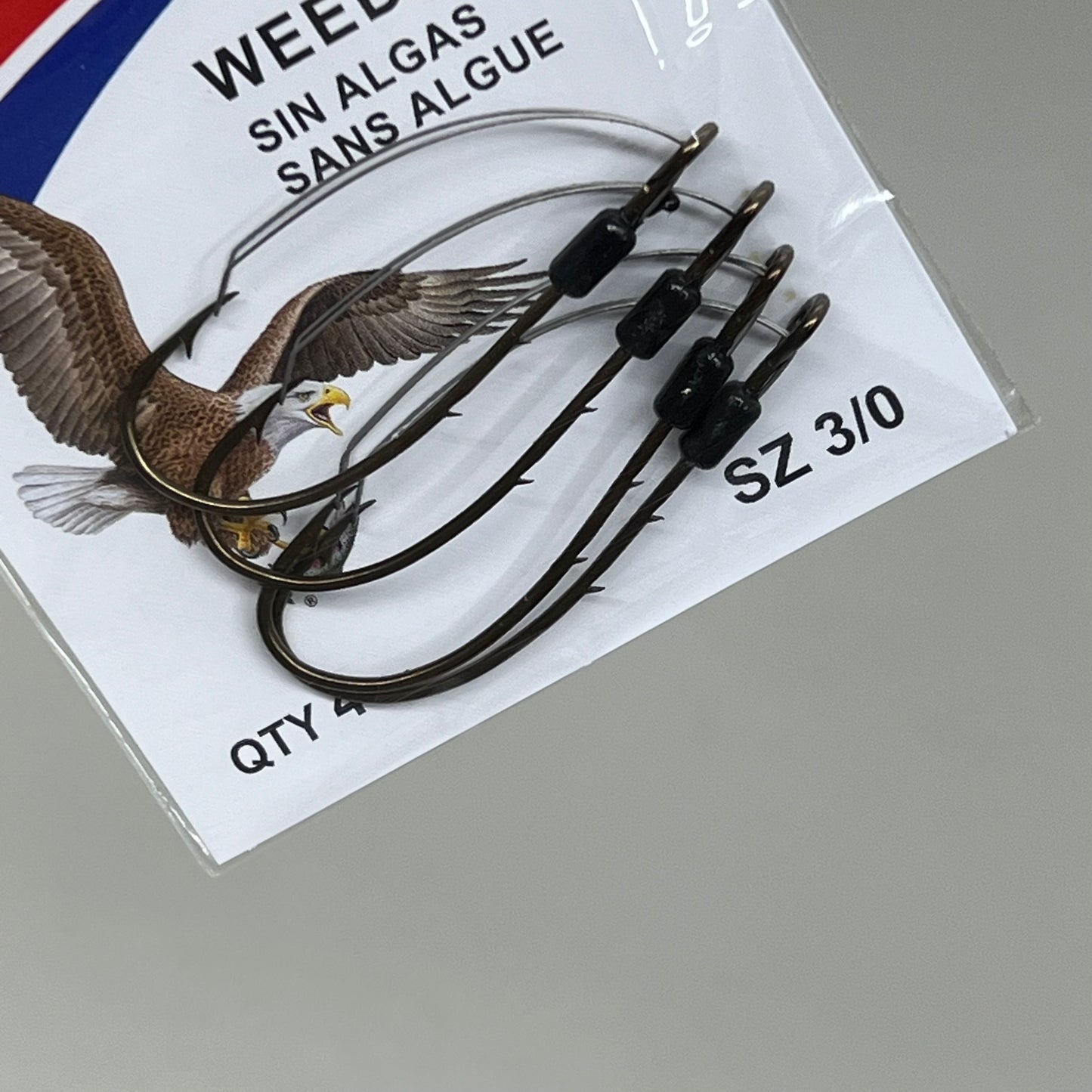 EAGLE CLAW (5 PACK) Weedless Baitholder 2 Slice Hook Bronze #3/0 4pc 449WA-3/0