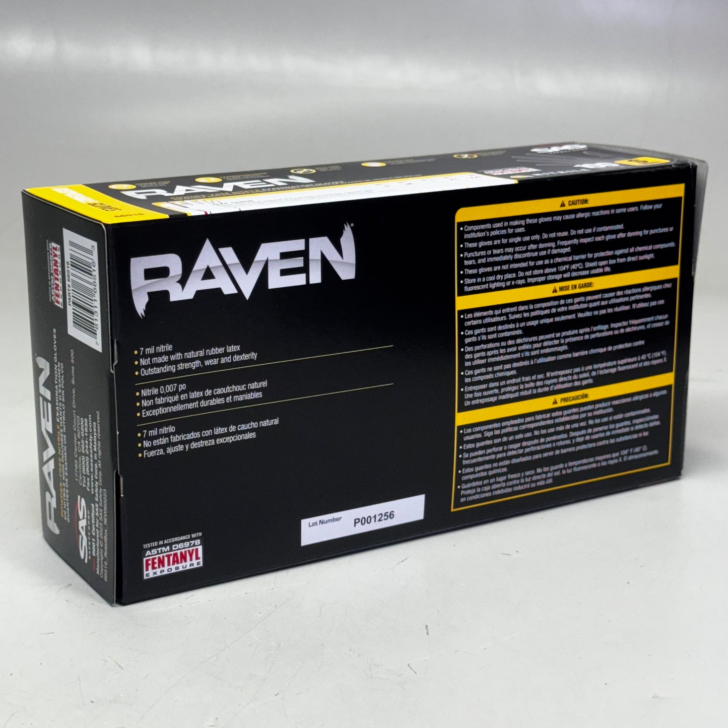RAVEN (200 Gloves) Powder Free Nitrile Examination Gloves S Black 66516