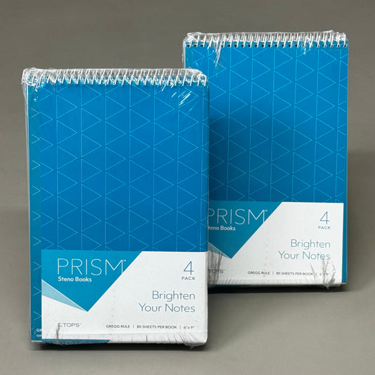 PRISM (2 PACK, 8 PADS TOTAL) Steno Pads Gregg Rulled 80 Sheet Pads 6"x9" Pages