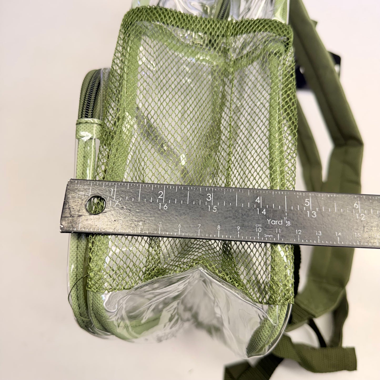 BWAP 17" Clear Plastic Backpack 17" x 12" x 6" Color Olive Green BP1643