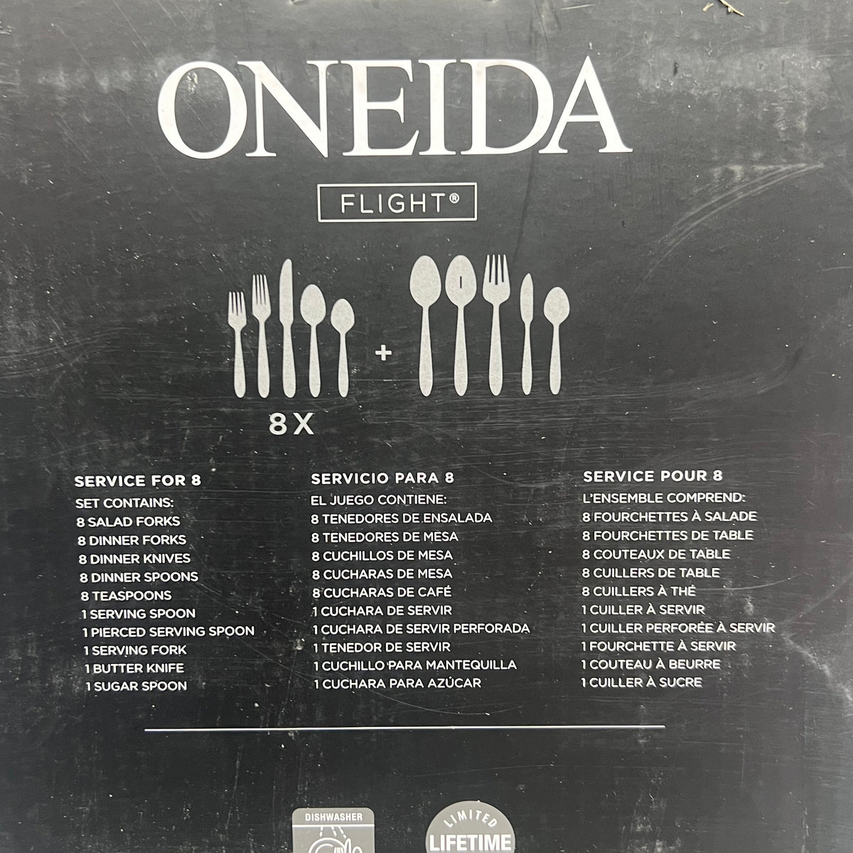 ONEIDA Flight Flatware Set For 8 Dishwasher Safe 45 Pieces 18/0 Stainless Steel