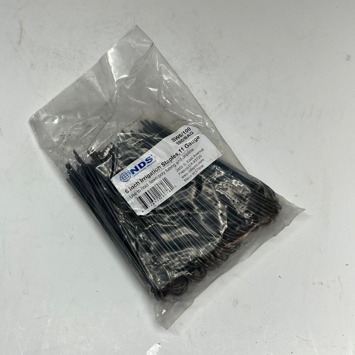ZA@ NDS (100 PACK) Irrigation Staples Round Top  6"x 11 ga Silver SW6/100