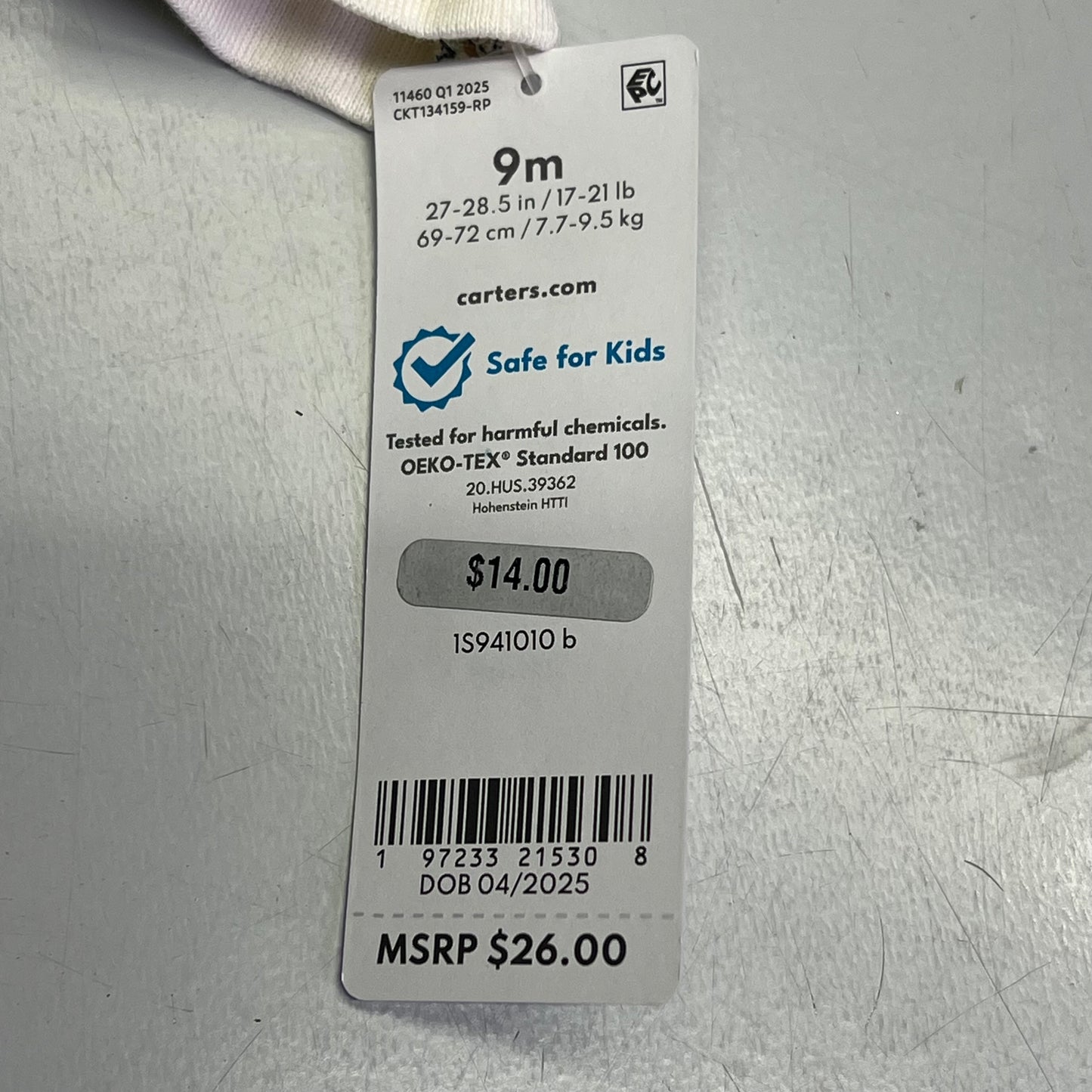 CARTERS (SET OF 2) Soft Farmhouse Pattern Onesie Baby Boy's Sz 9M Blue/White