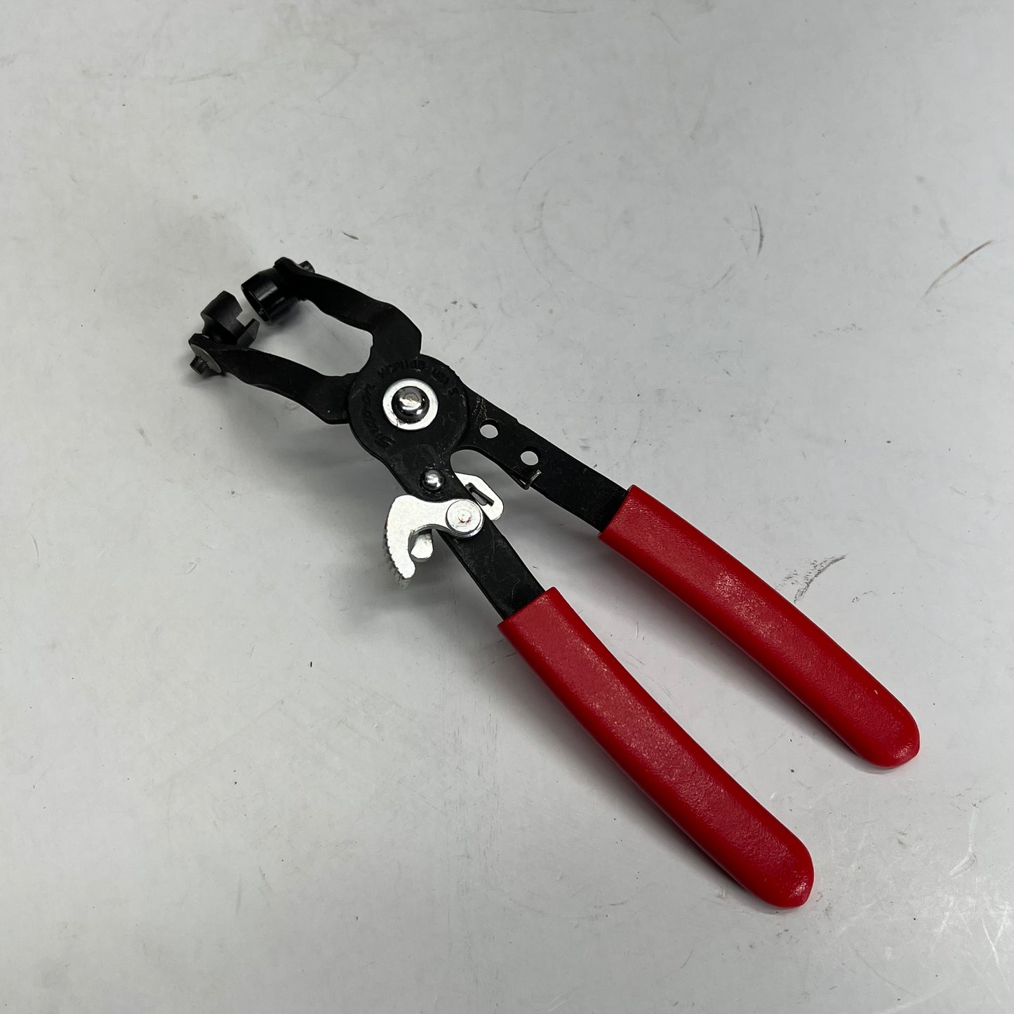 SNAP ON Ratcheting Offset Hose Clamp Pliers  9" 45 Degree Red/Black HCP1145
