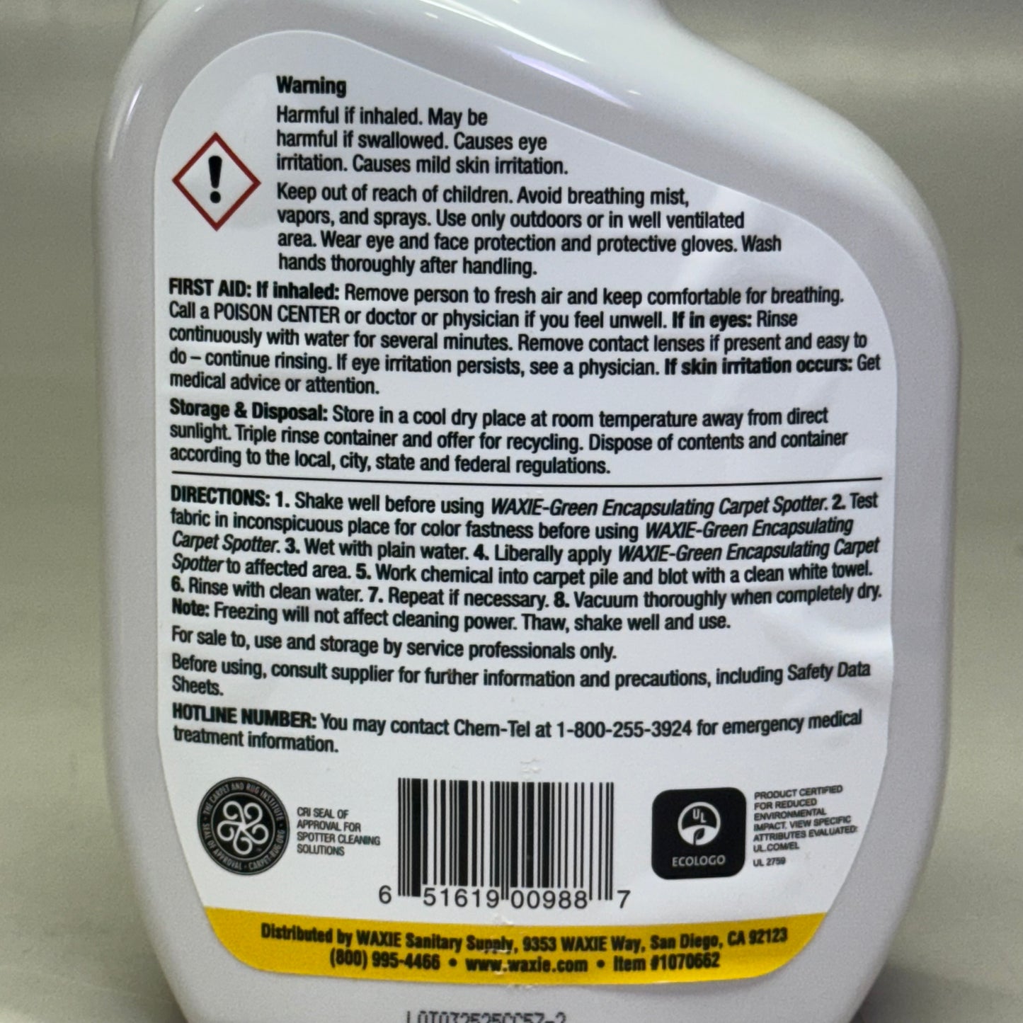 WAXIE-GREEN Encapsulating Carpet Spotter 32 fl oz White 1070662