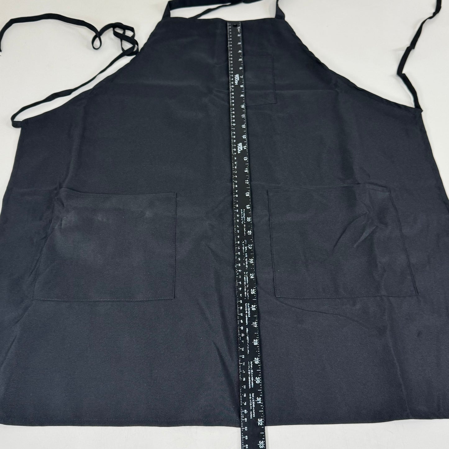 ZA@ Chef Apron (24 PACK) 3 Pockets, Tubular Tie 100% Polyester Sz OSFM Black AASBLK-3P(AS-IS, a few have minor sun damage) (Qty: 160, 4.5 lbs each)