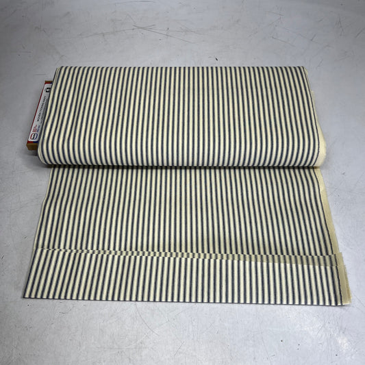 ROCLON Woven Ticking Navy Cotton Fabric Sz 44" x 12 Yards Navy & White 10736219