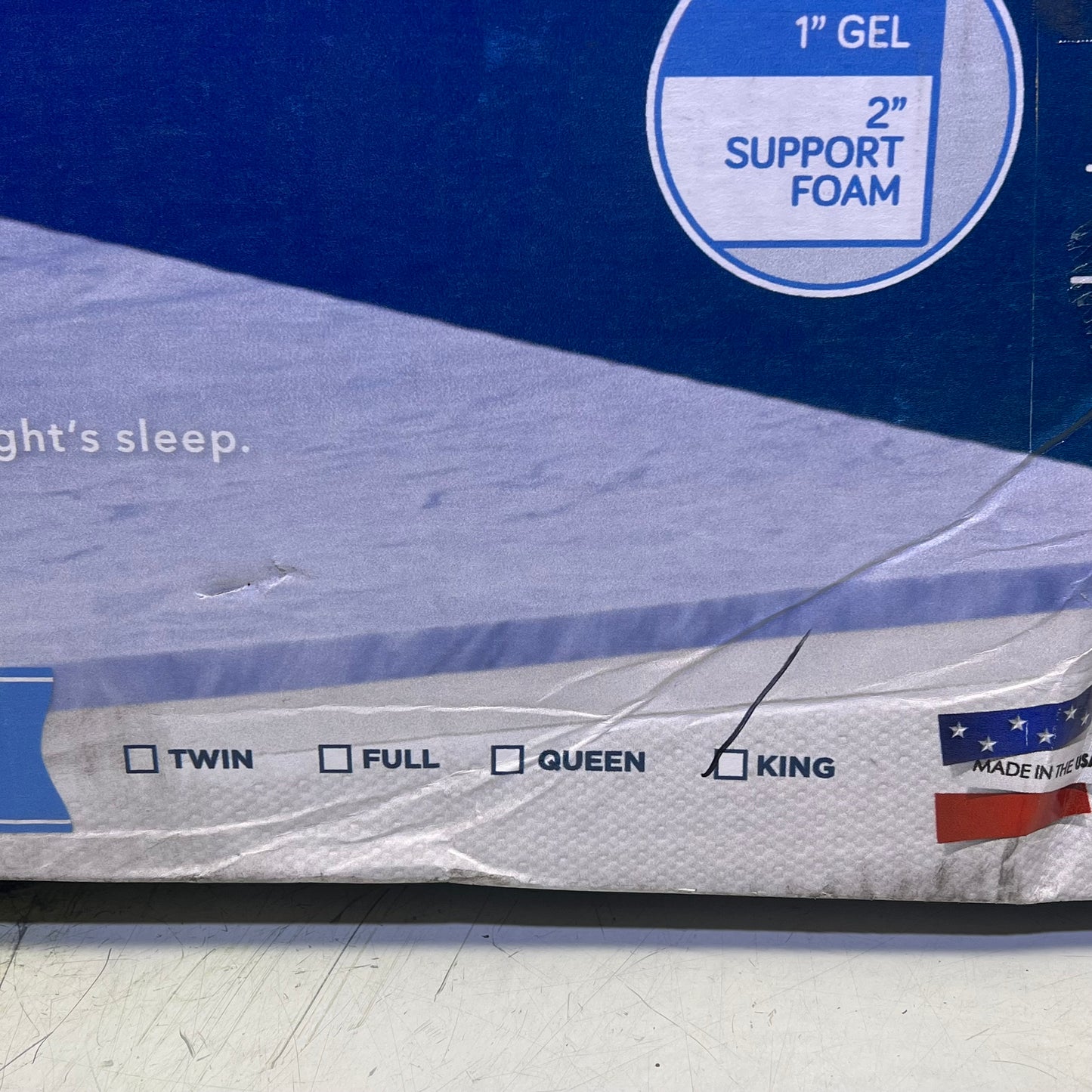 HEALTH-O-PEDIC Gel Memory Foam Mattress Topper 3" Layer King White/Blue AAFES