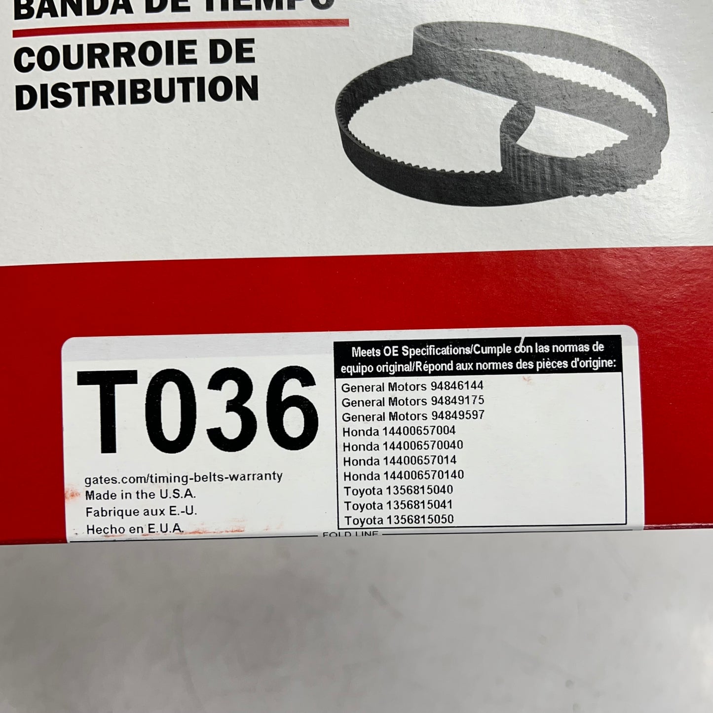 GATES Power Grip Timing Belt for Geo, Honda & Toyota 94 Teeth Black T036