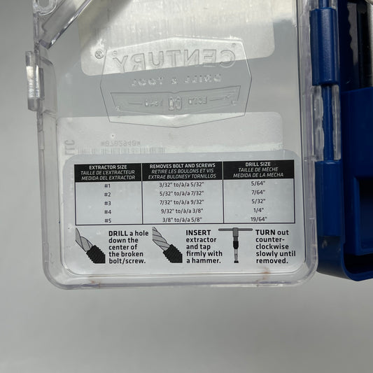 ZA@ CENTURY  Hard Case of Screw Extractors  Set of 5  70294