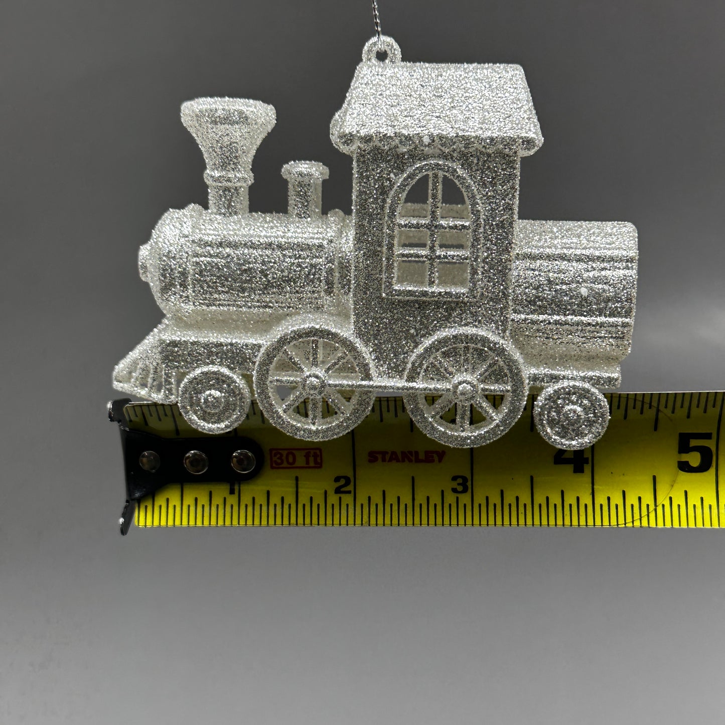 KURT S. ADLER Train Christmas Ornament Silver Glitter 3.4“ T3628