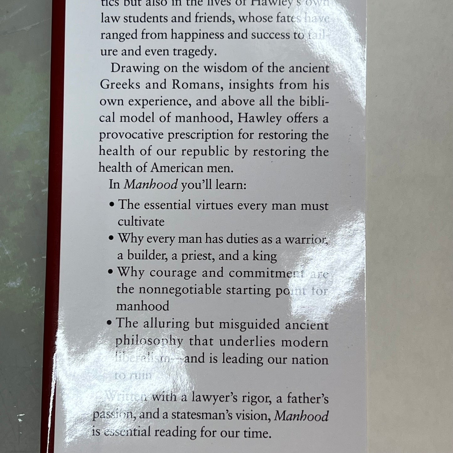 MAN HOOD The Masculine Virtues America Needs By Josh Hawley Hardback Book