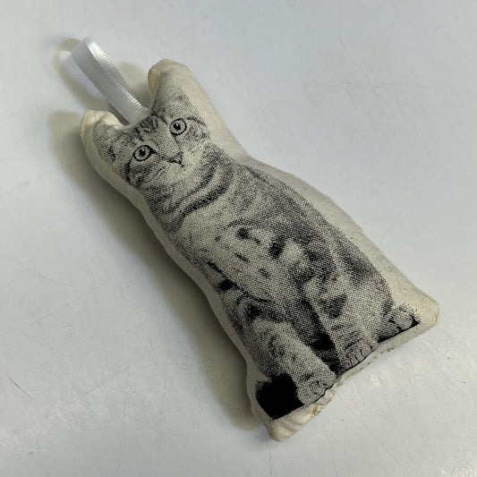 BRODERPRESS (3 PACK) Hand Silkscreened Cat Ornaments 3.5"x5" Black & White